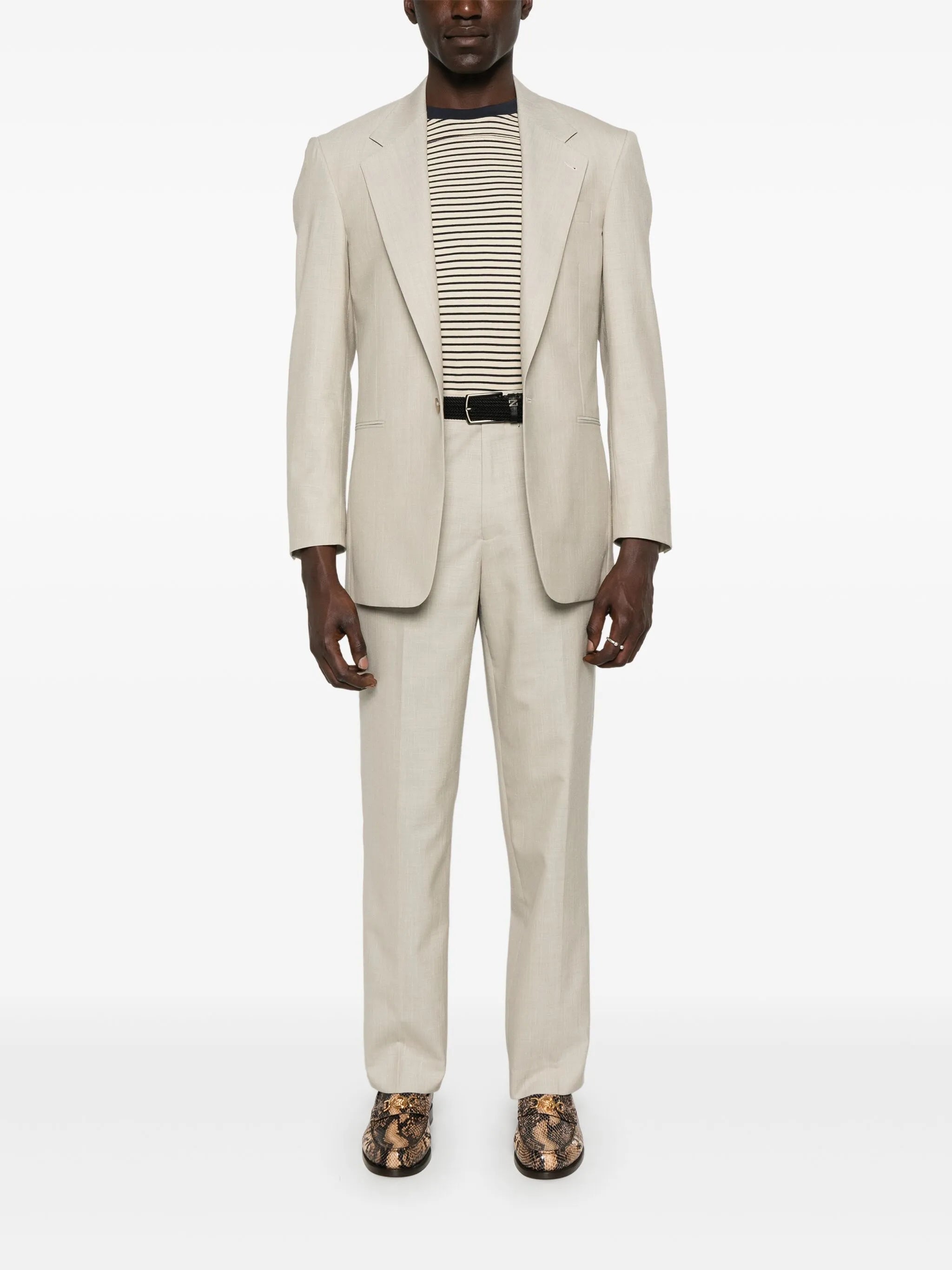 slub-texture trousers