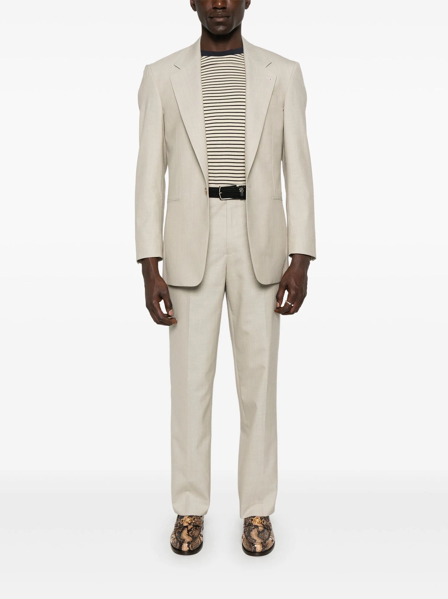 slub-texture trousers