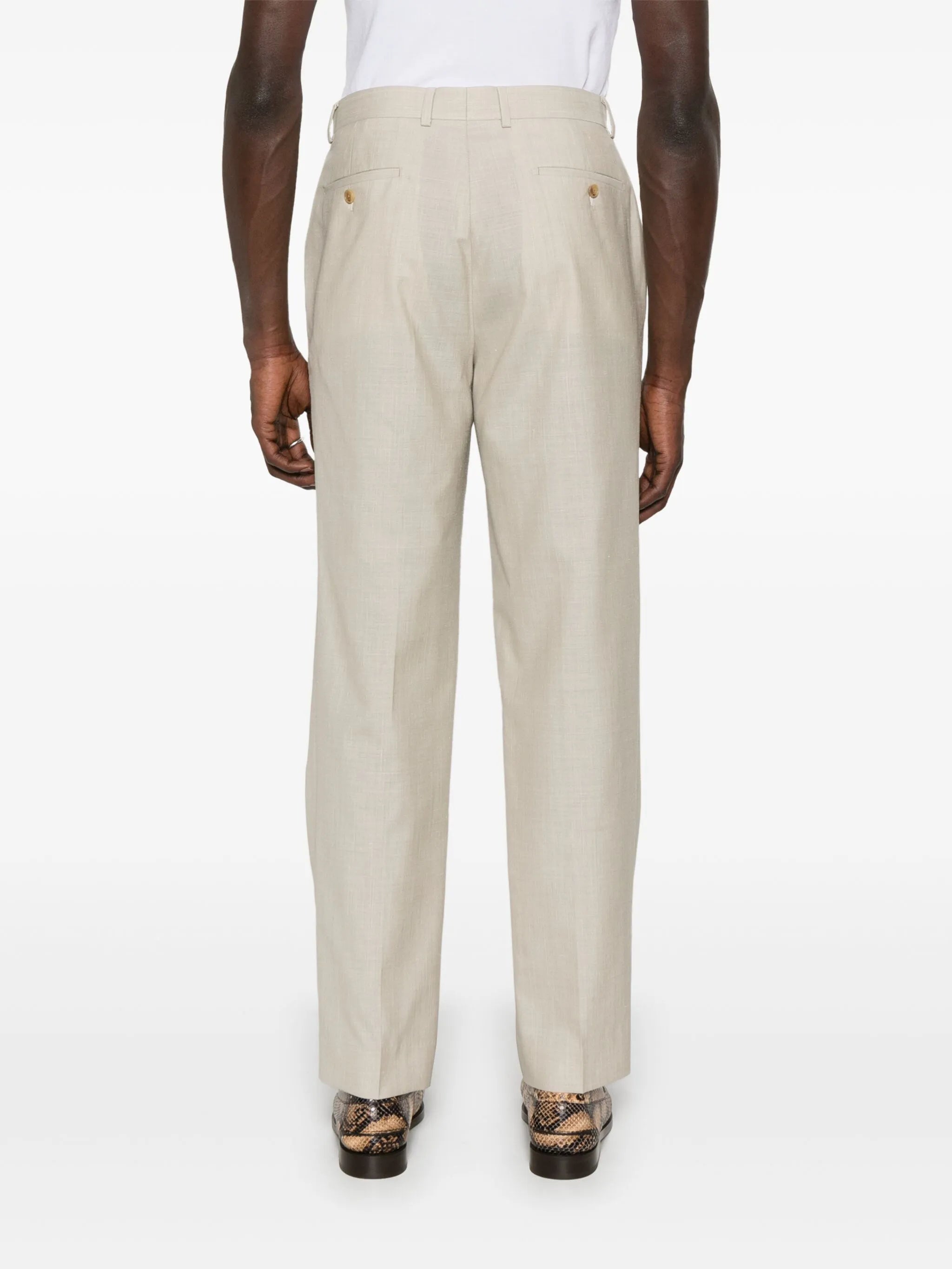 slub-texture trousers