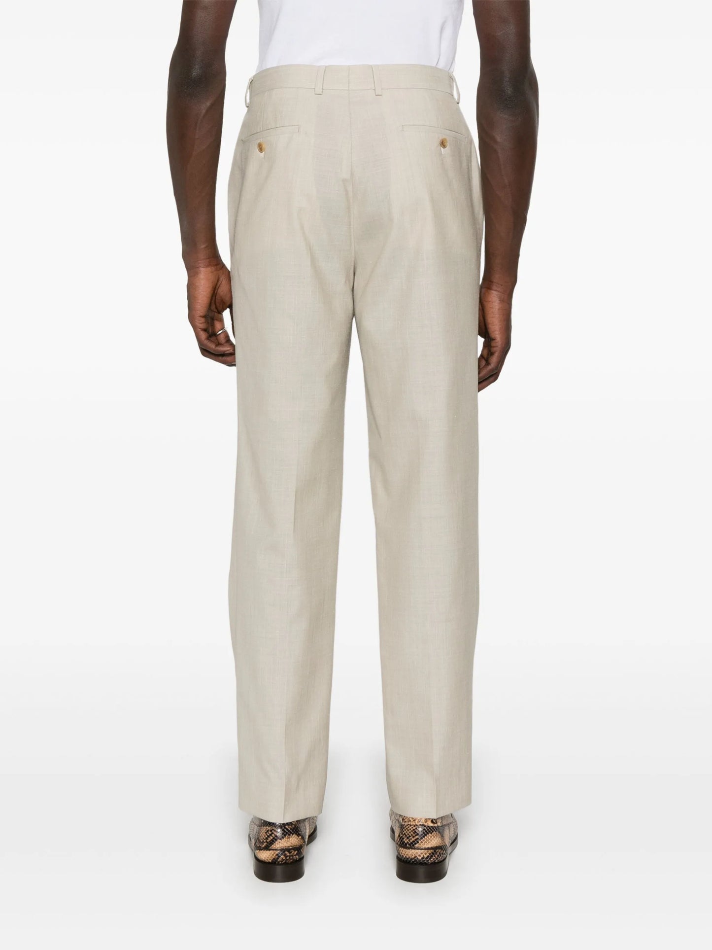 slub-texture trousers