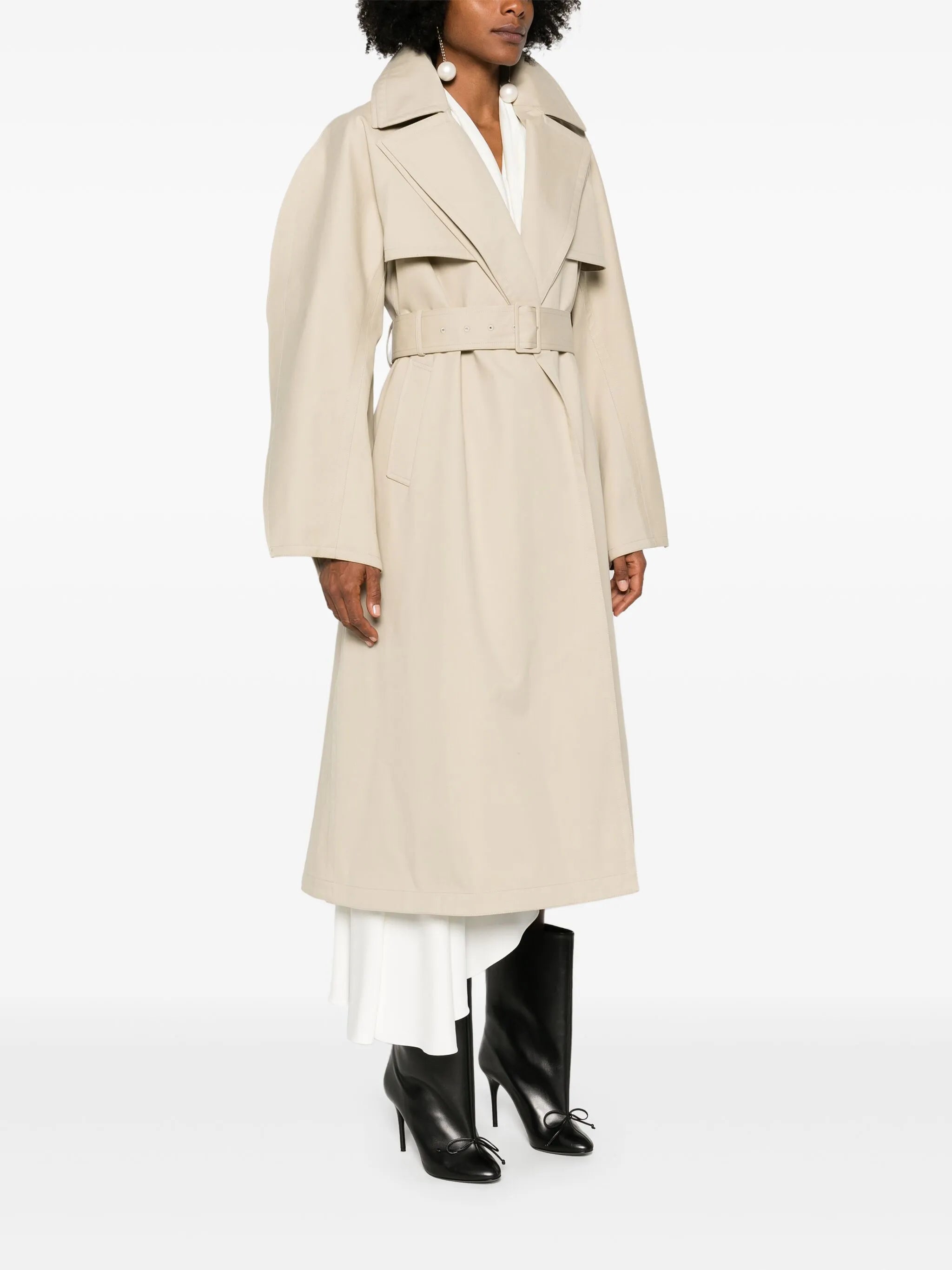 slit-detail trench coat