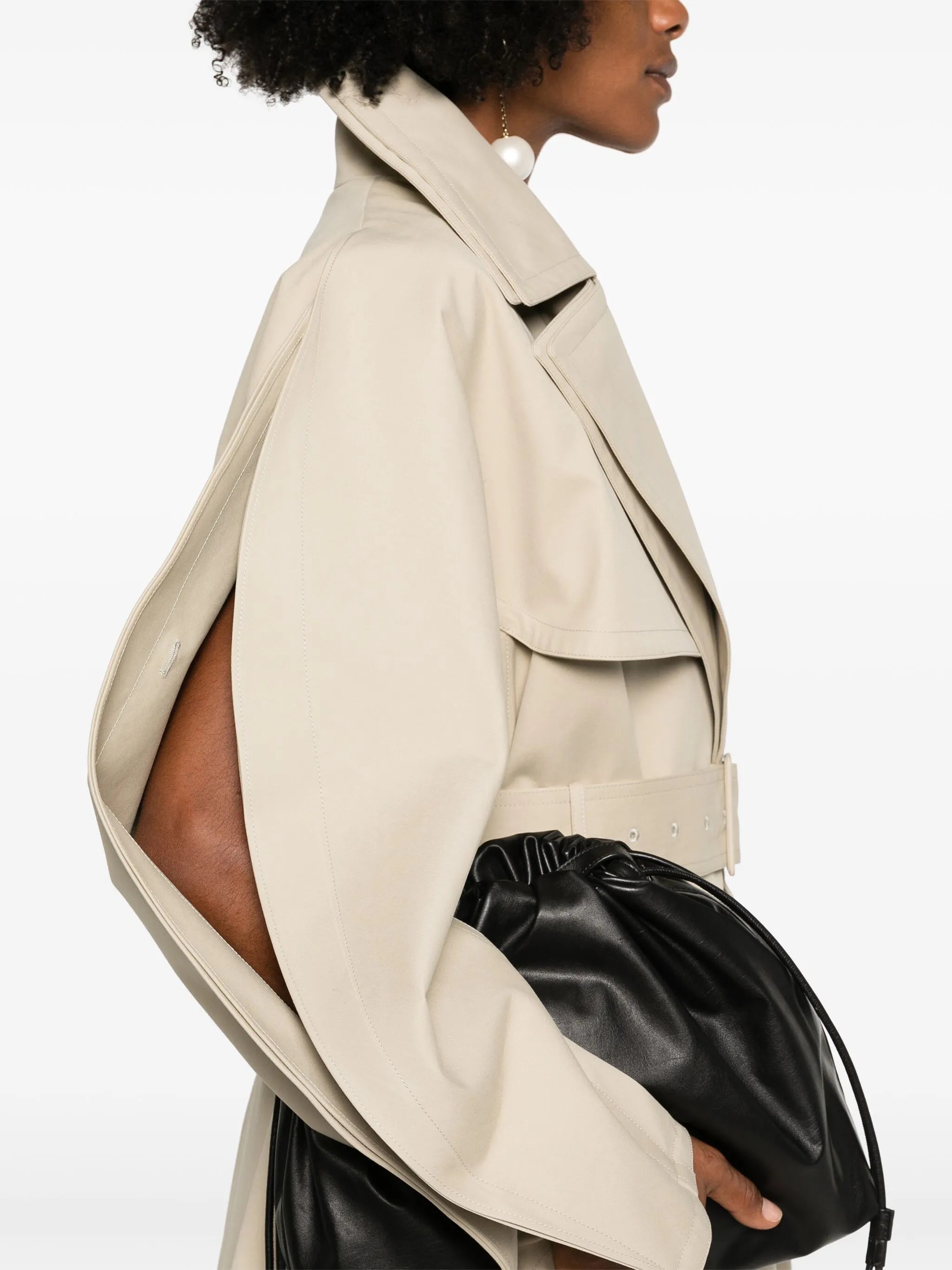 slit-detail trench coat
