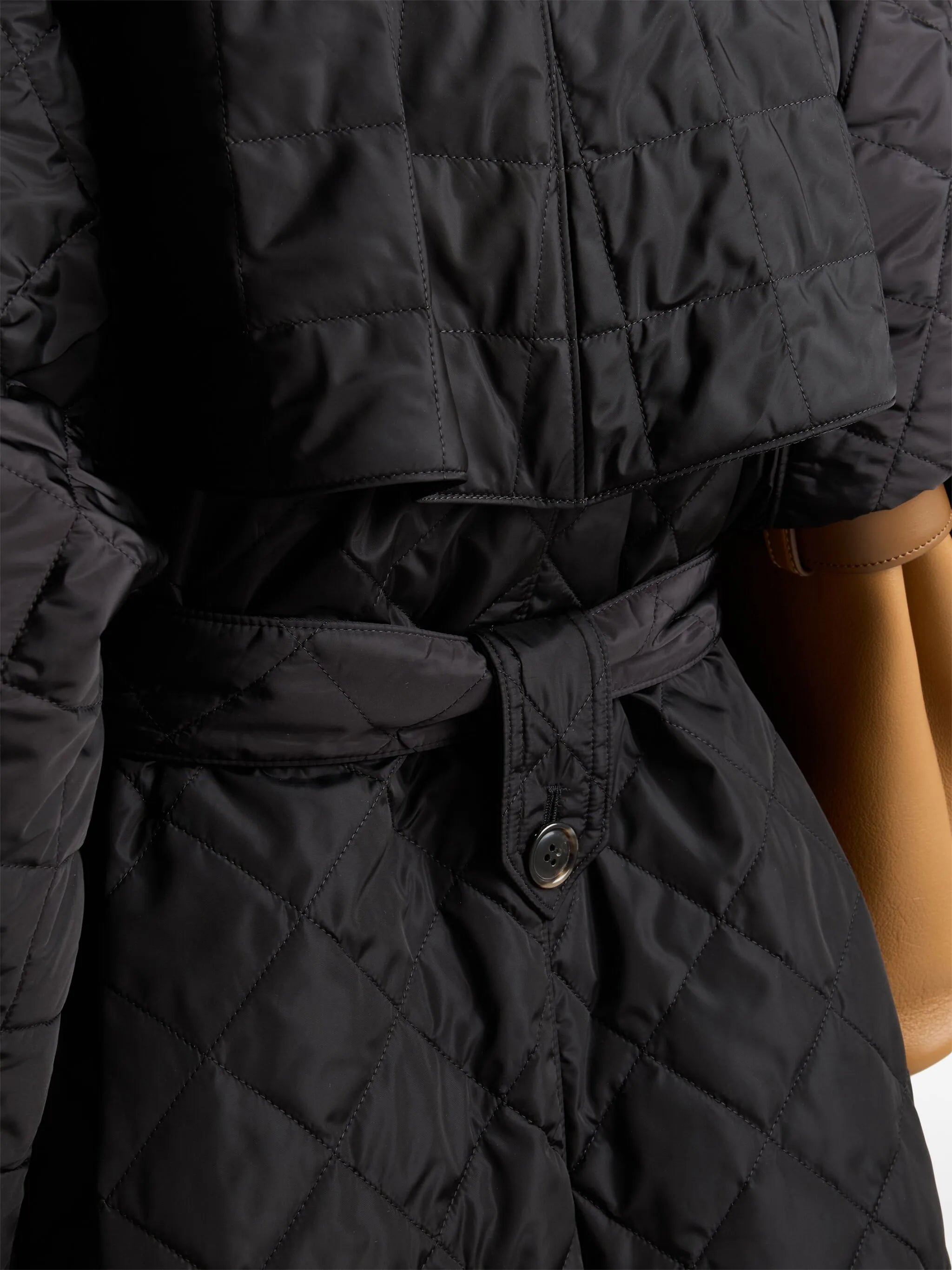 triangle-logo quilted trench coat