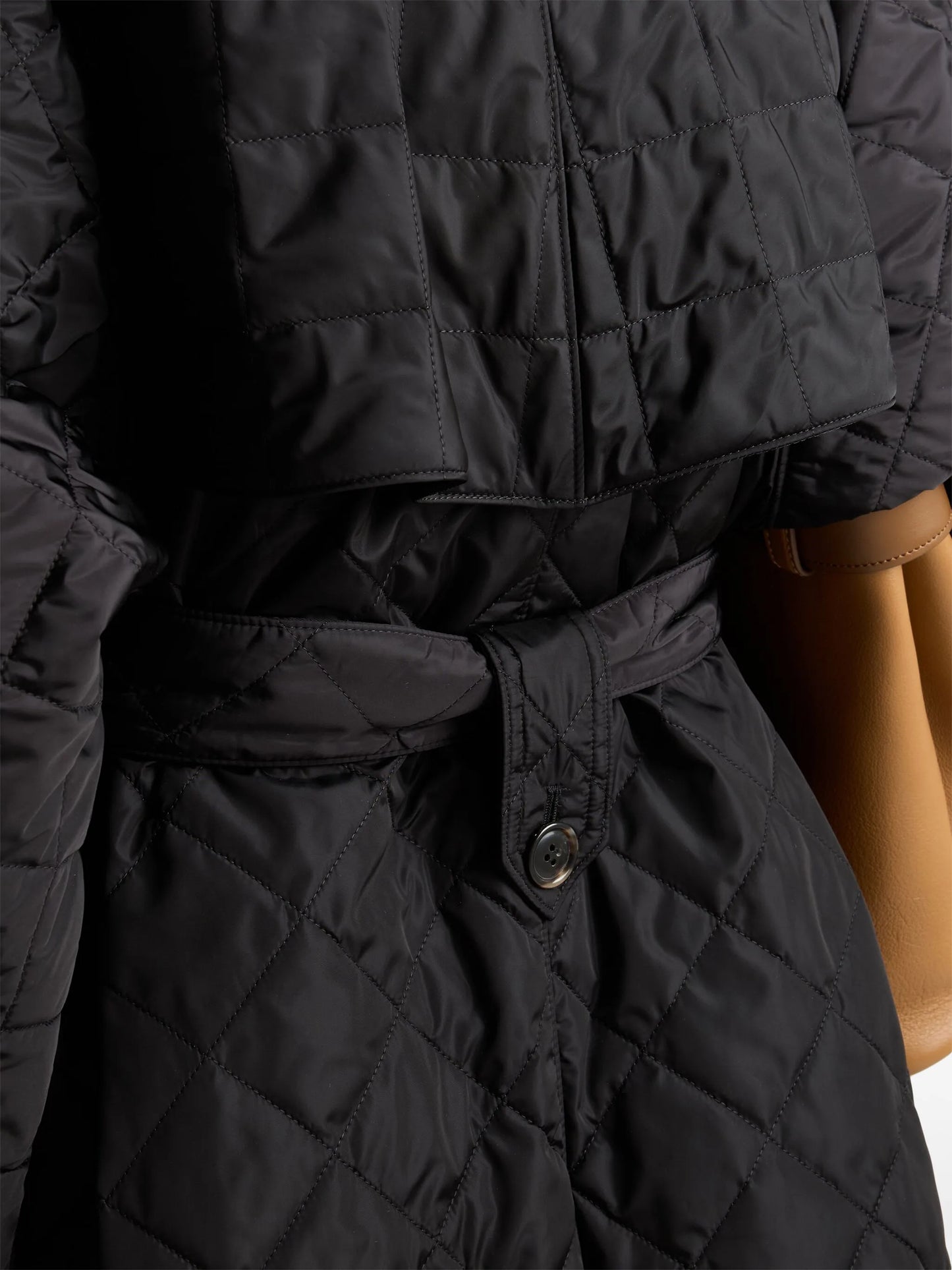 triangle-logo quilted trench coat
