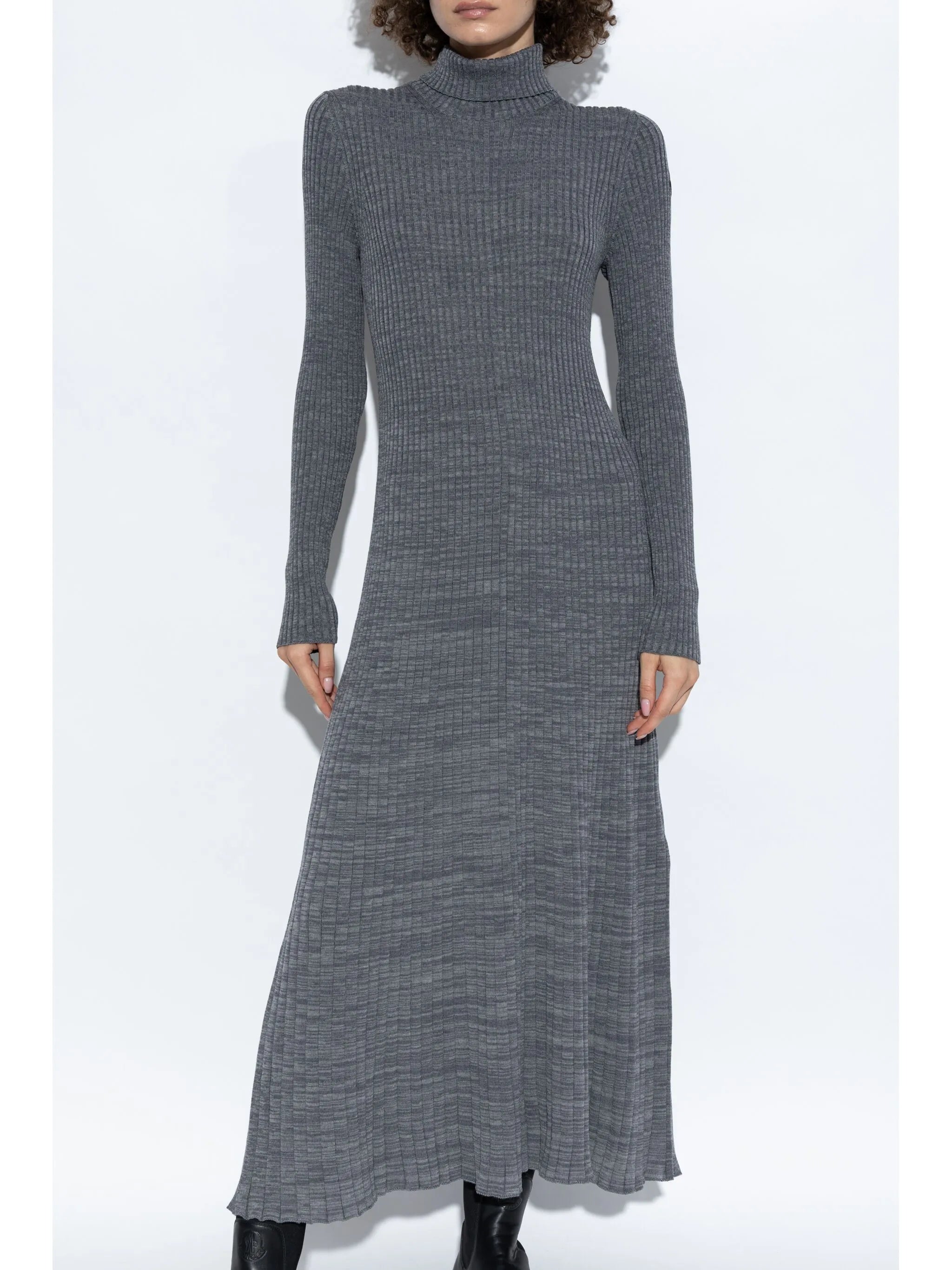 logo-patch wool maxi dress