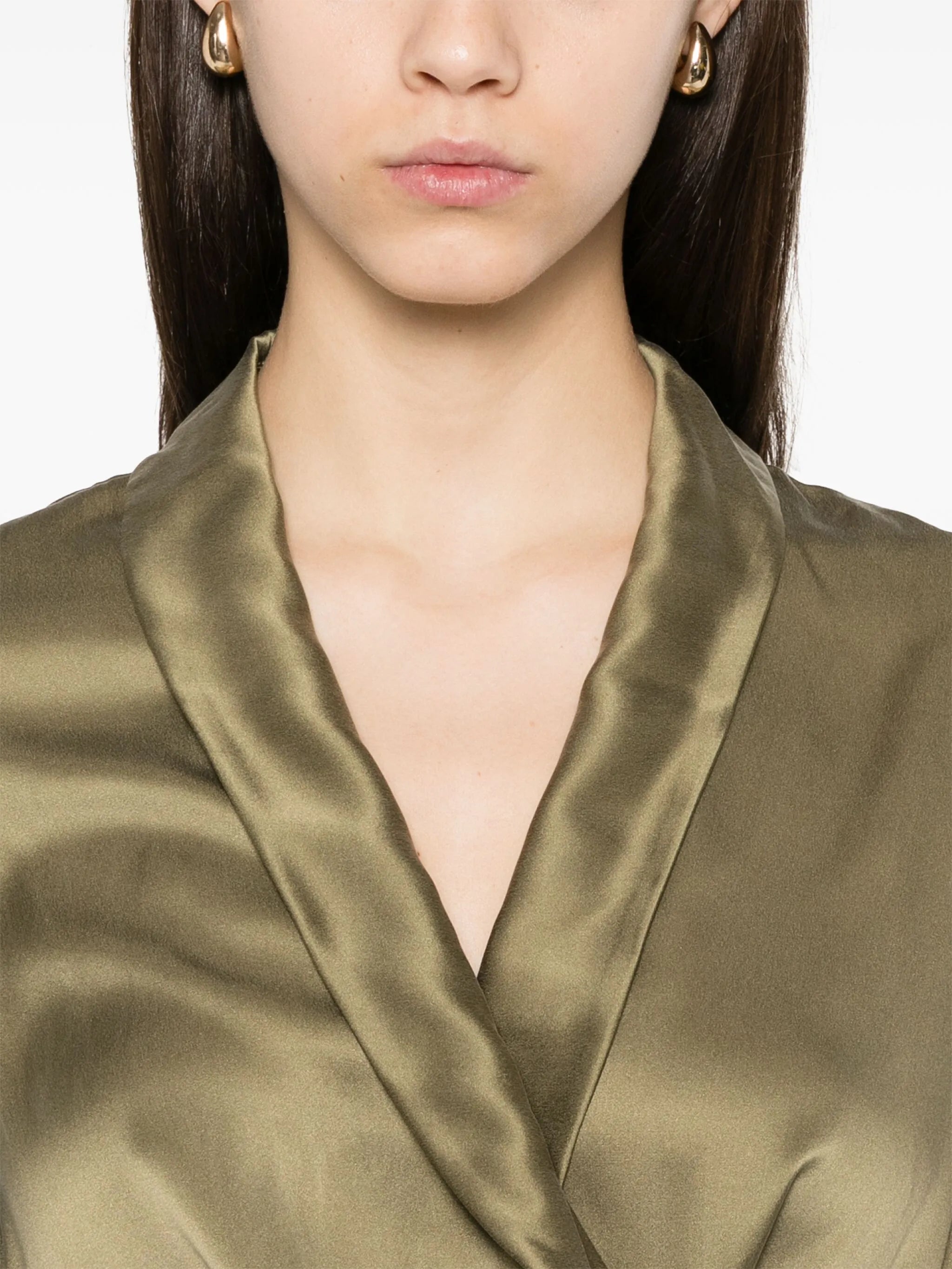 wrap silk midi dress