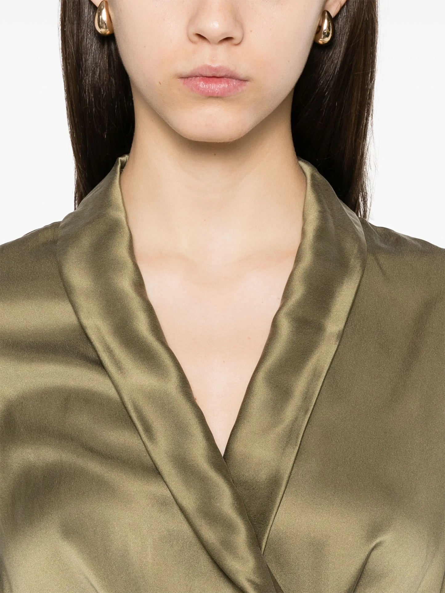 wrap silk midi dress