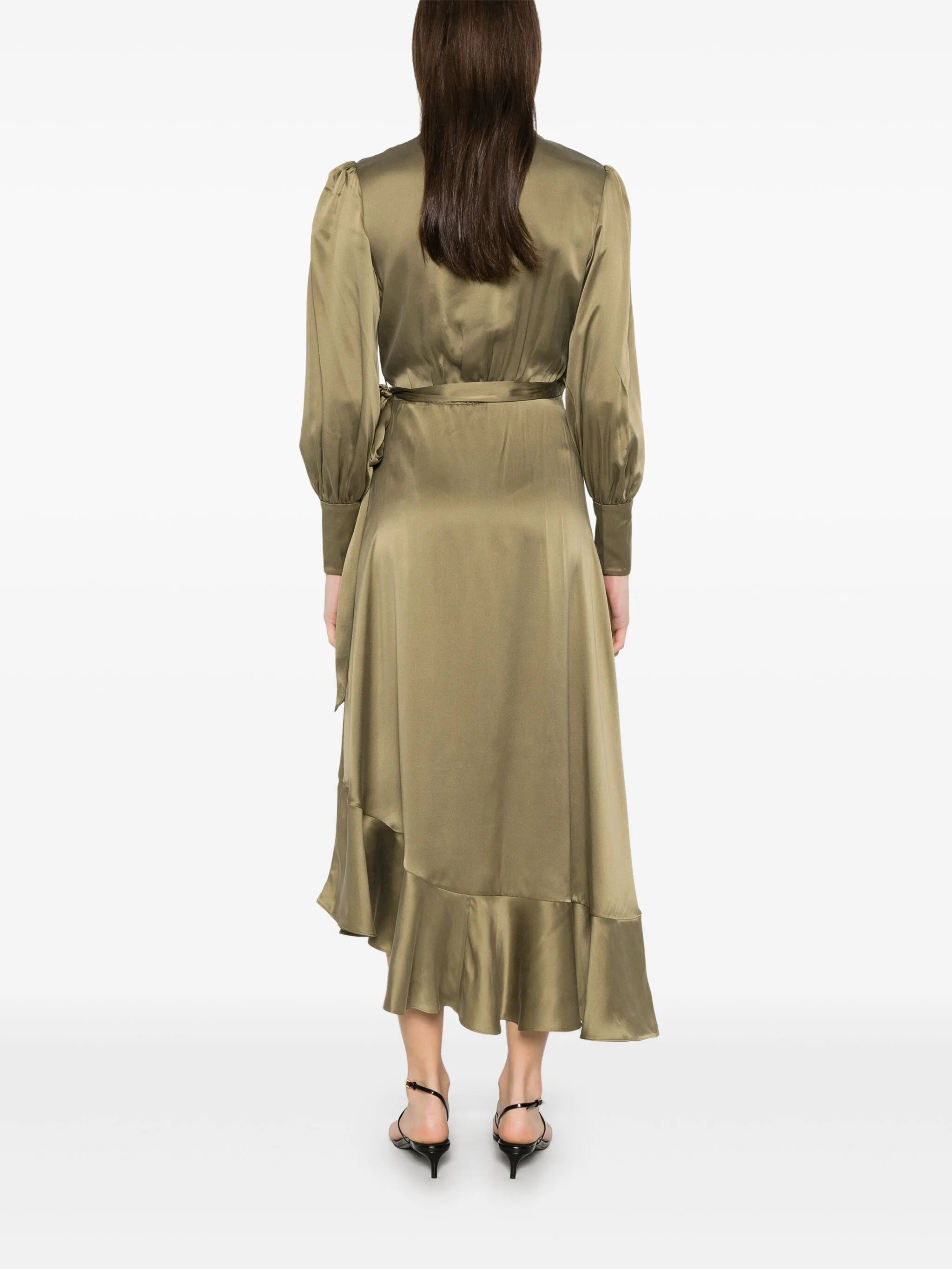wrap silk midi dress
