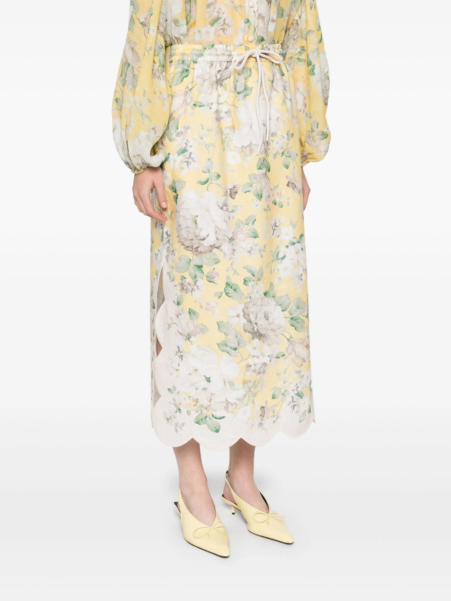 acacia scallop midi skirt