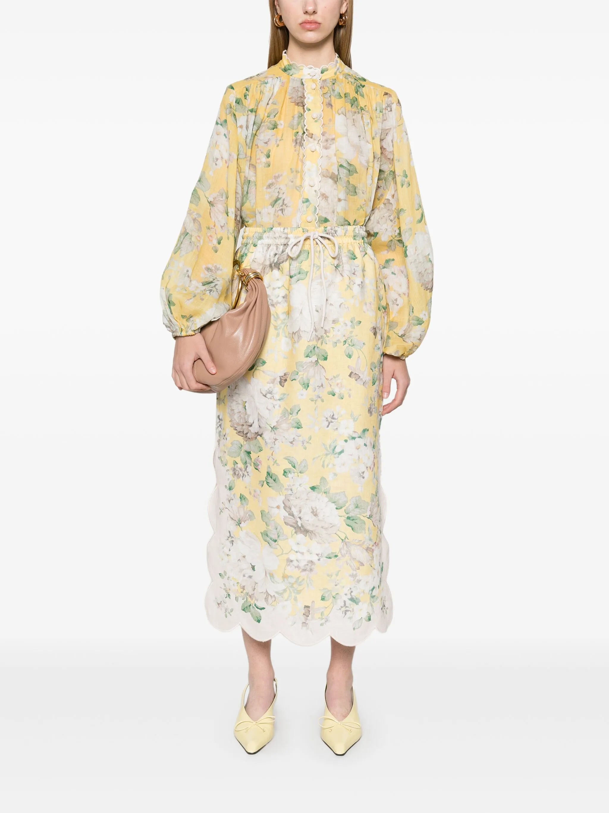 acacia scallop midi skirt