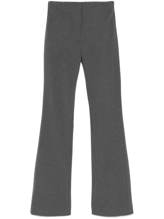 pinstriped flared trousers