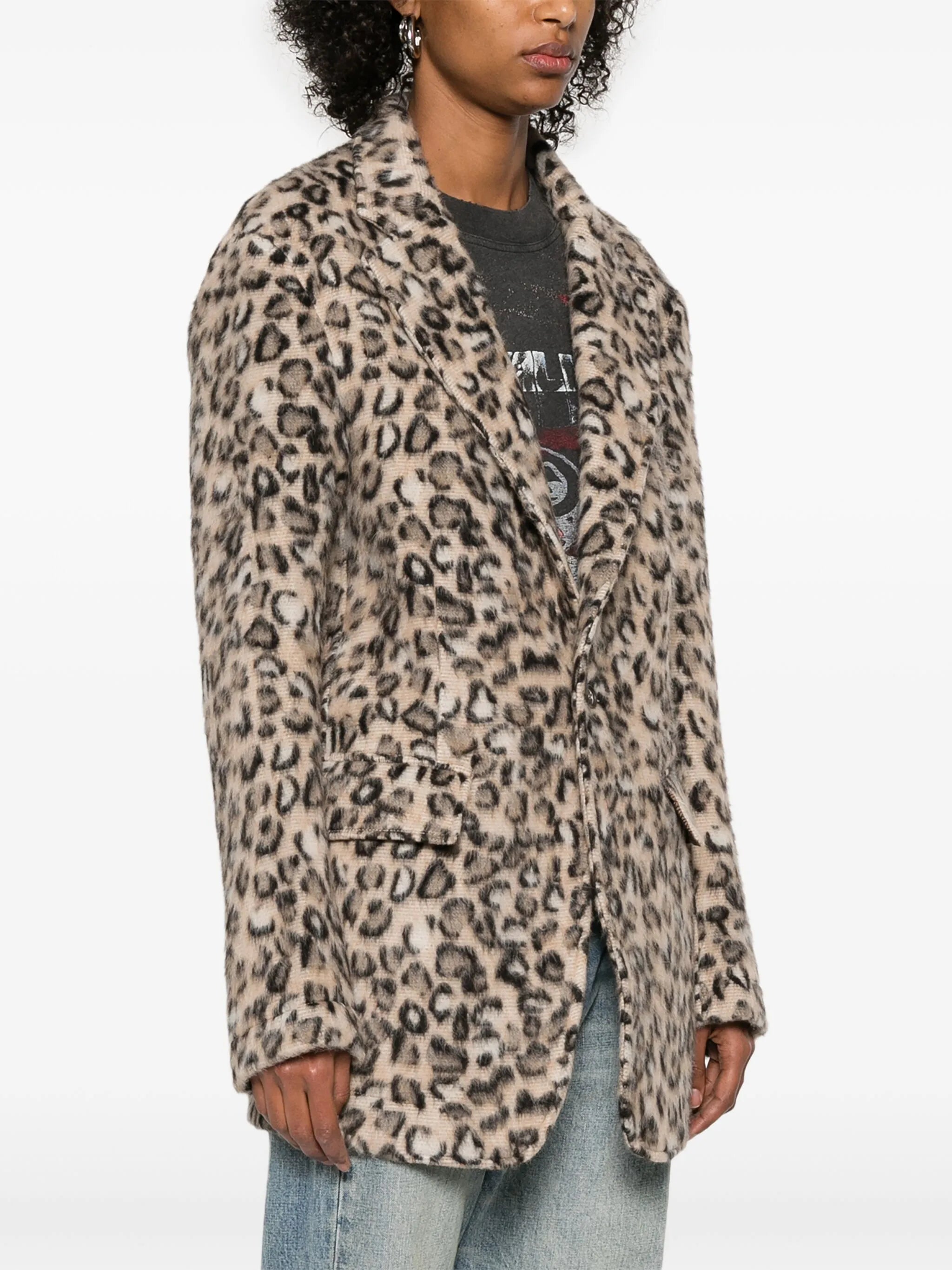 leopard-print ragged blazer
