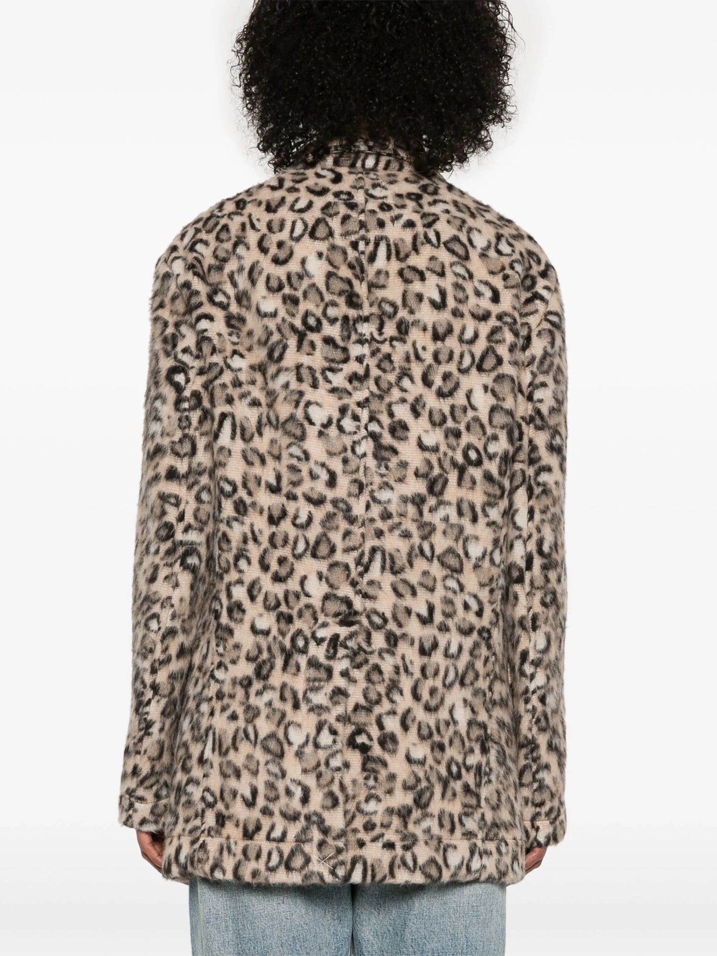 leopard-print ragged blazer