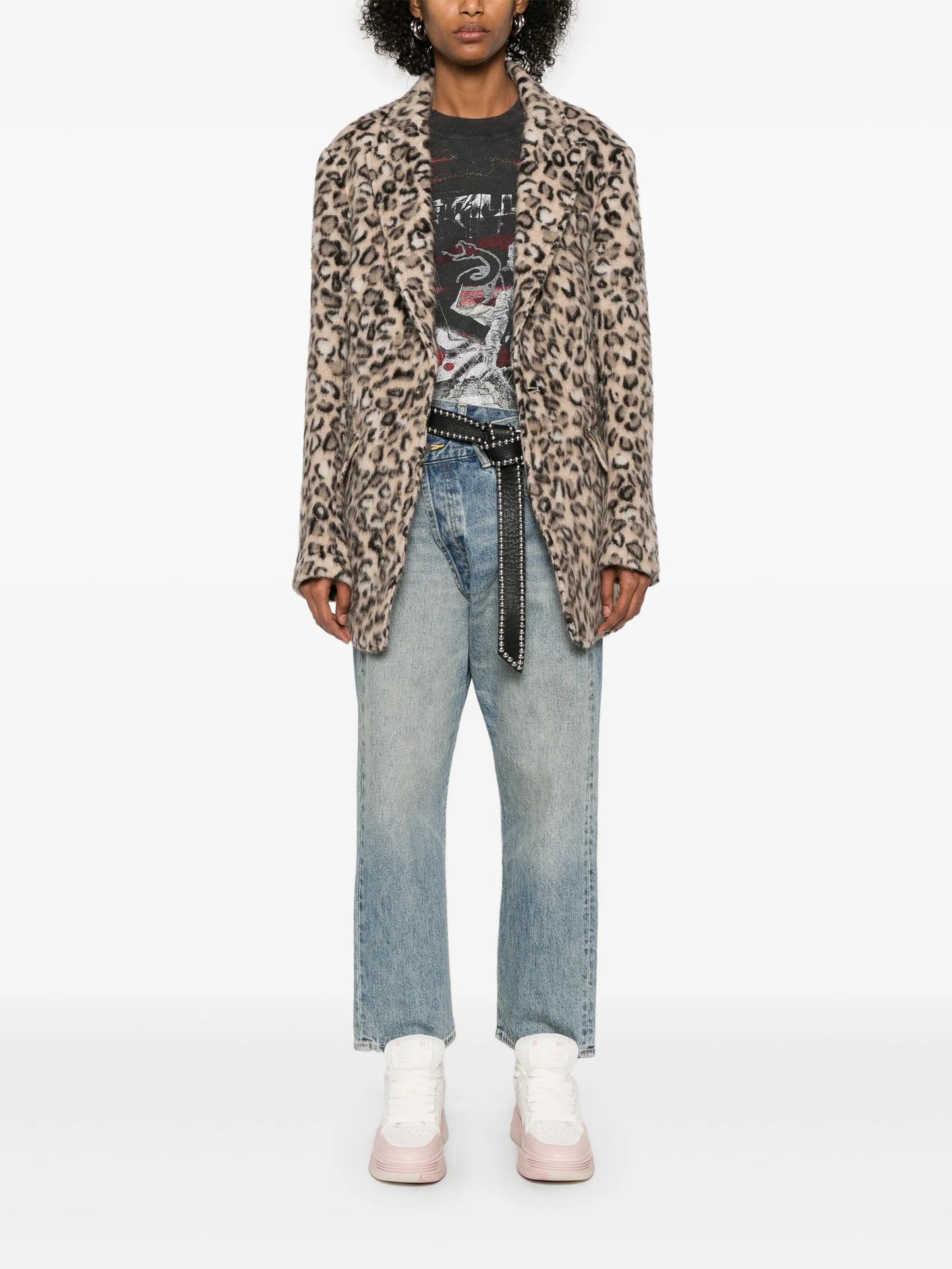 leopard-print ragged blazer