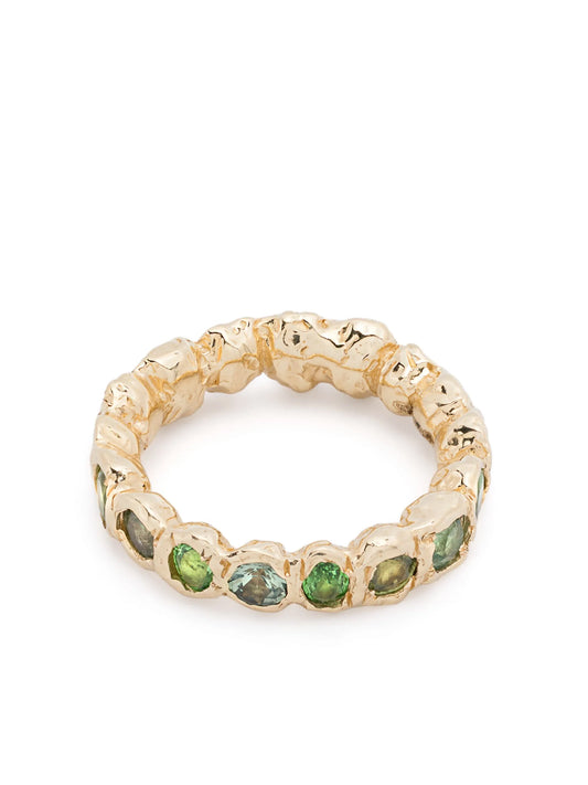 14K yellow gold Alfa Rainbow sapphire and tsavorite ring