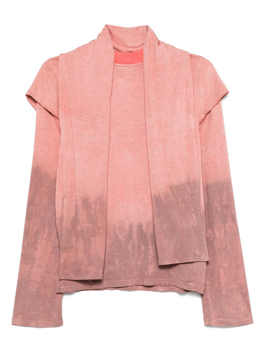 built-in-scarf long-sleeve T-shirt