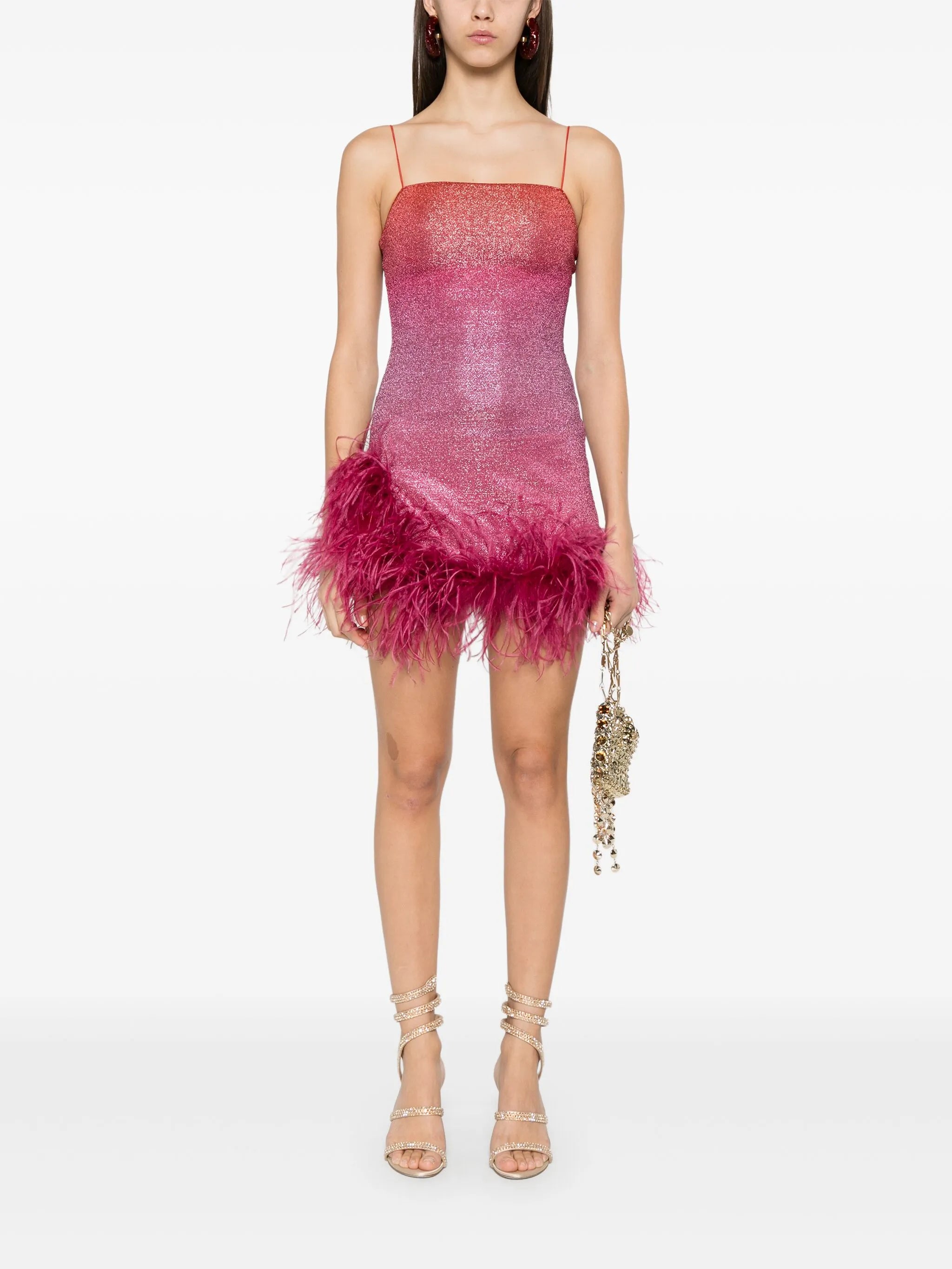 feather-trim mini dress
