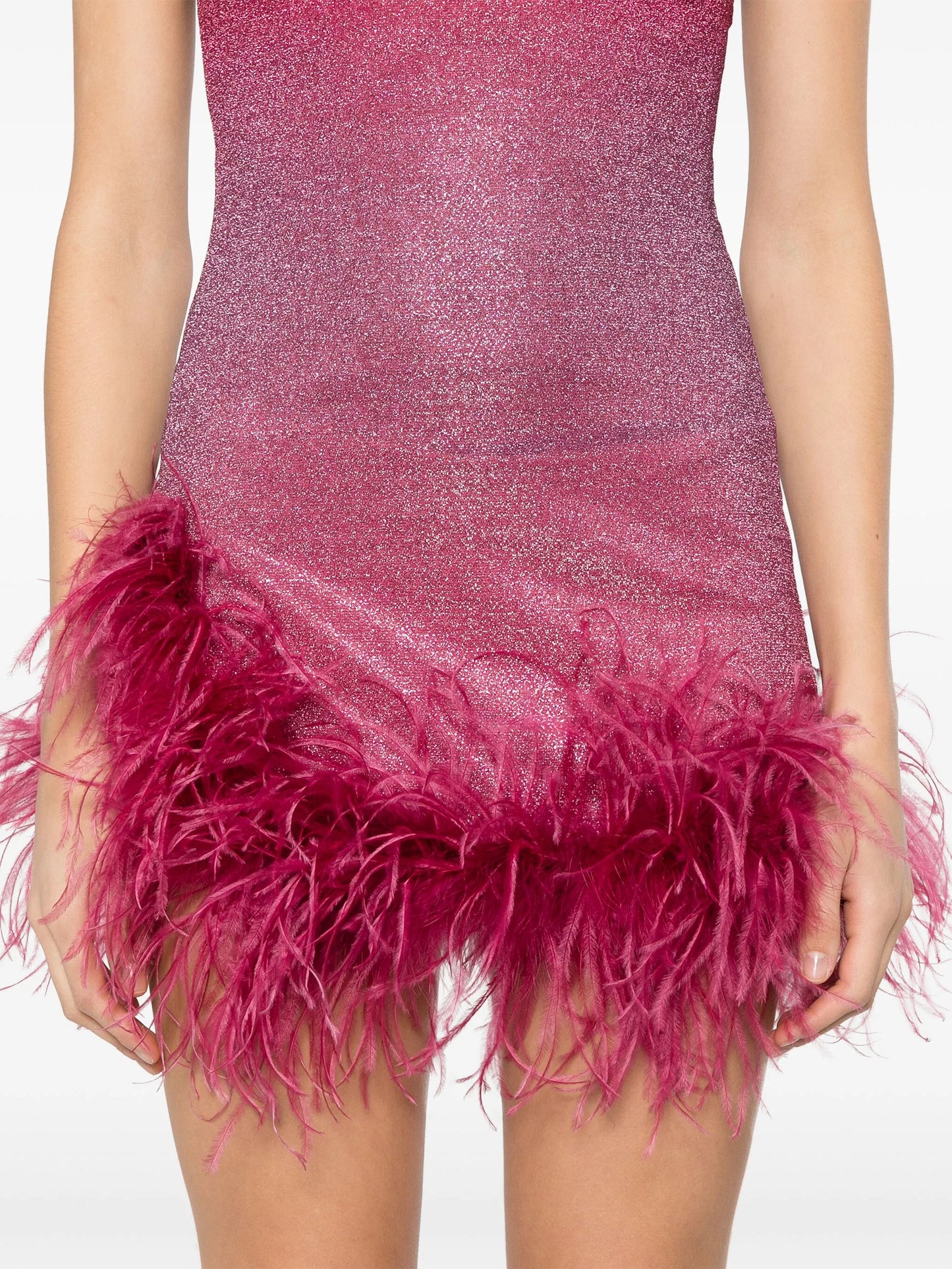 feather-trim mini dress