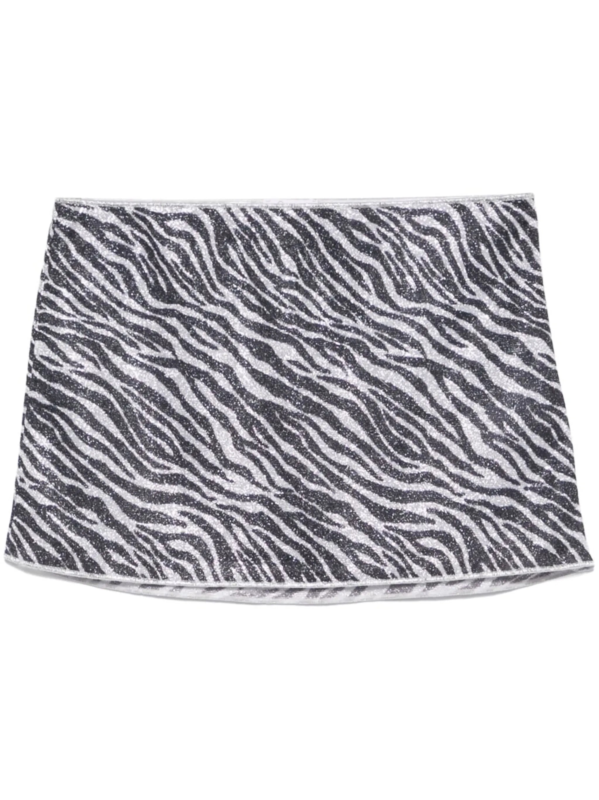 zebra-print lurex mini skirt