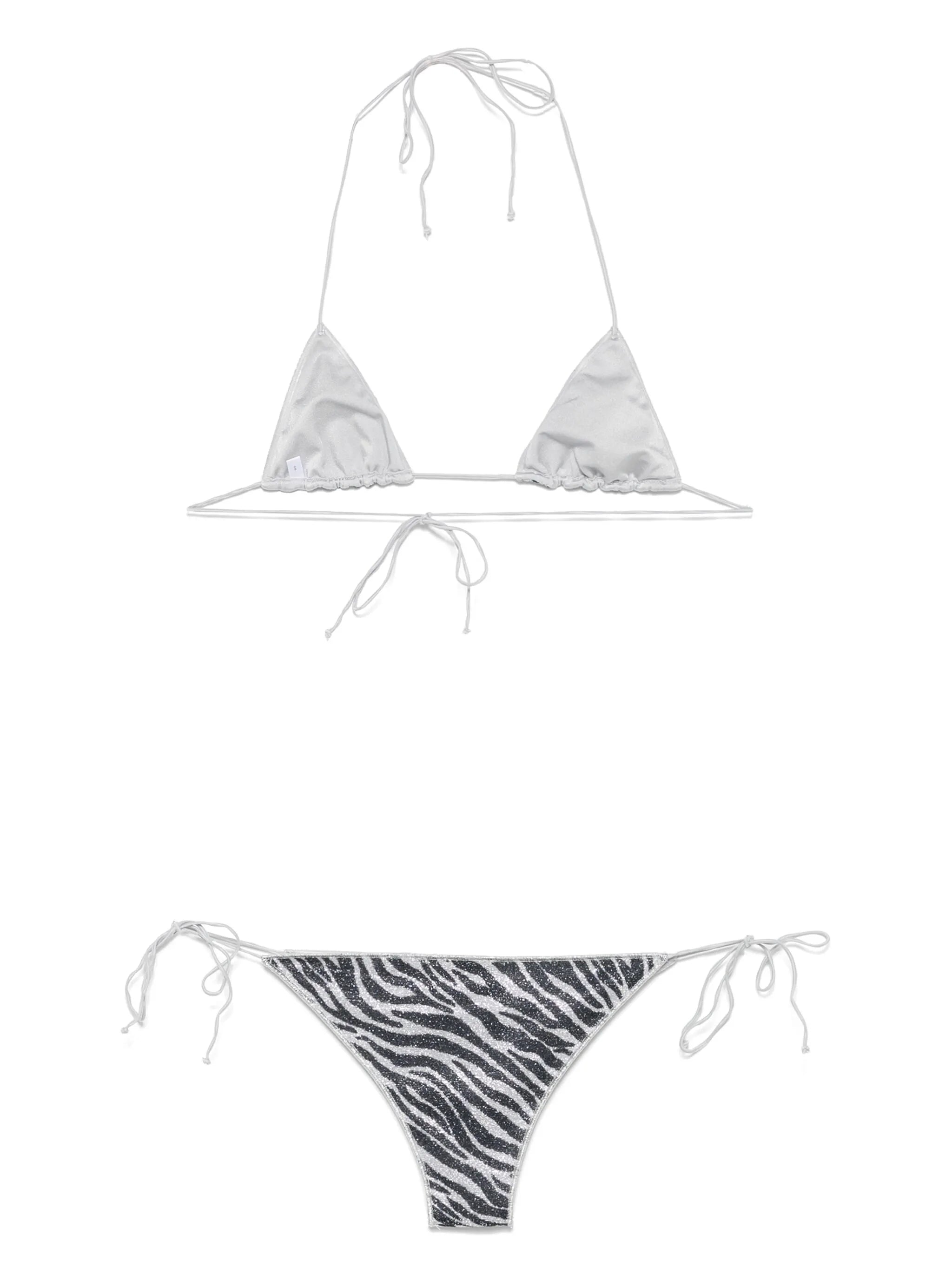 zebra-print lurex bikini top