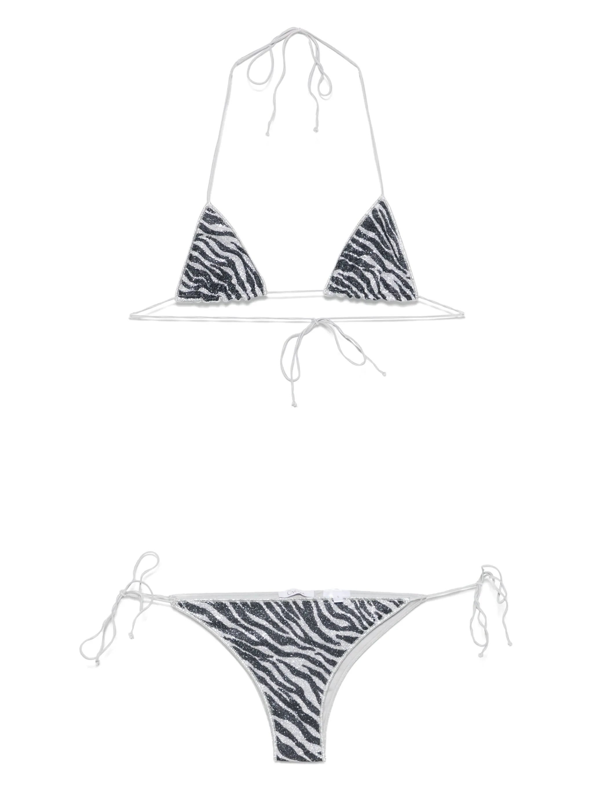zebra-print lurex bikini top