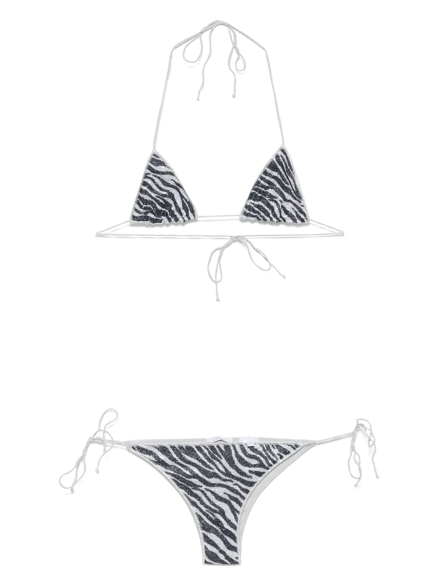 zebra-print lurex bikini top