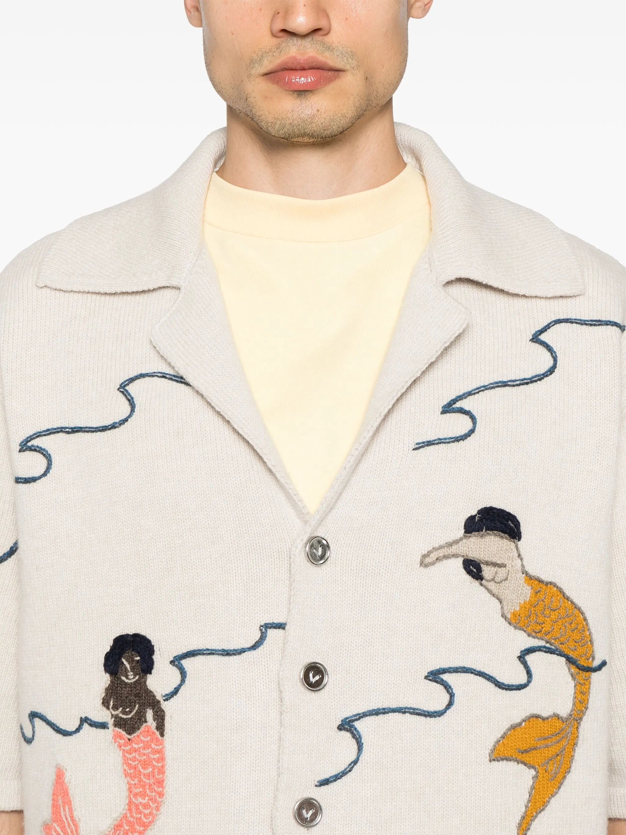 embroidered intarsia shirt