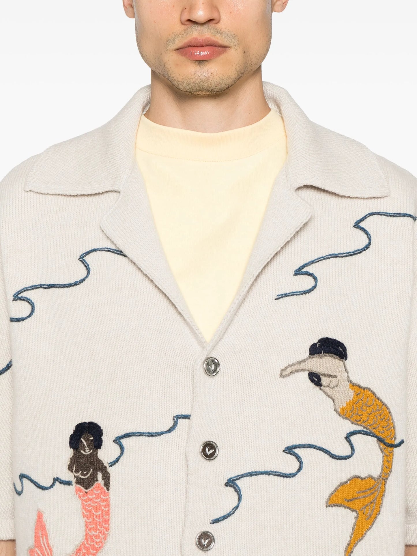embroidered intarsia shirt