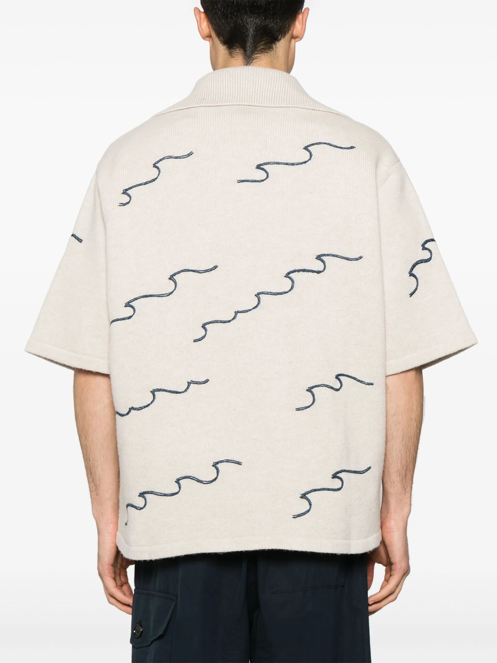 embroidered intarsia shirt