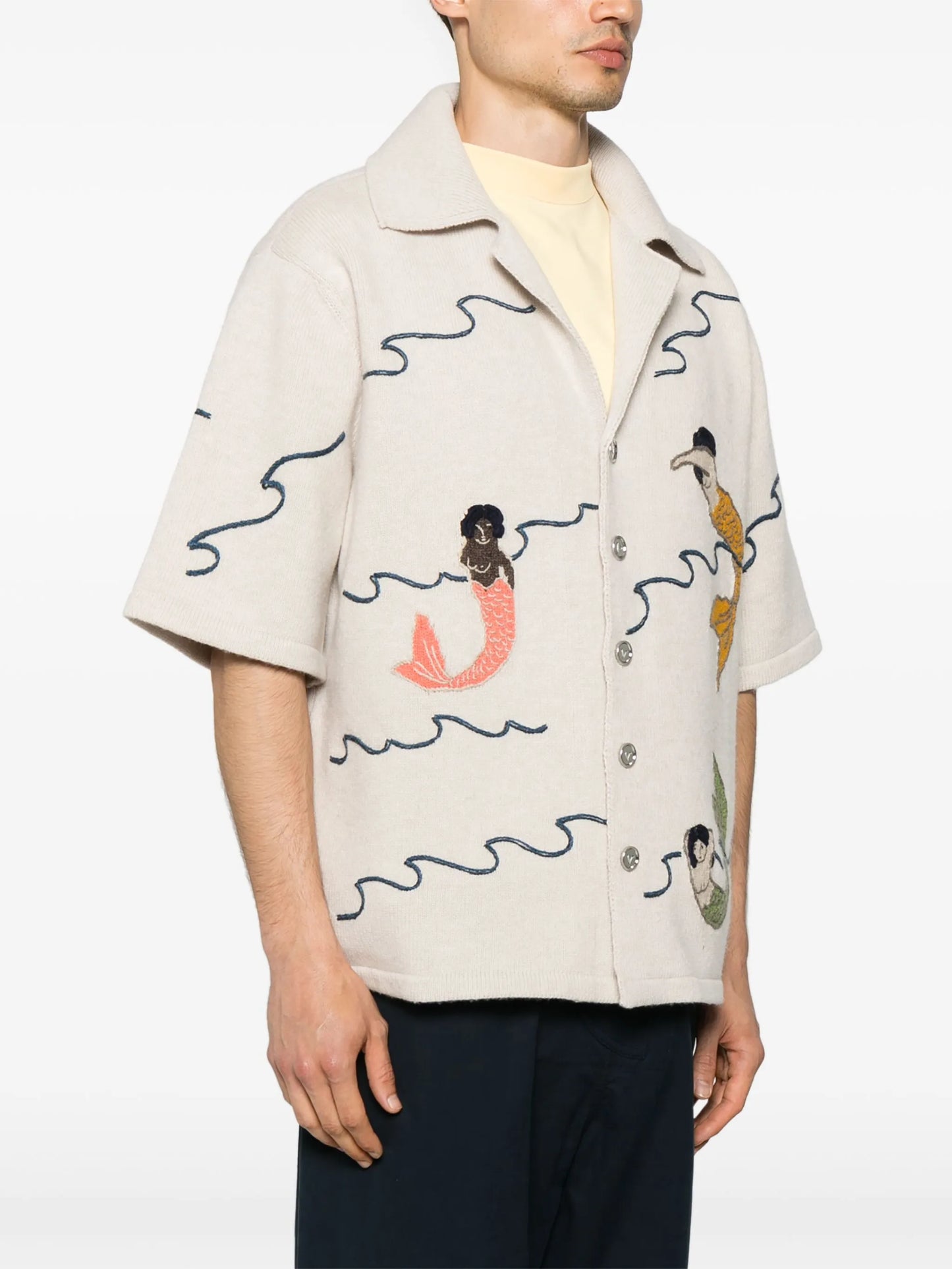 embroidered intarsia shirt