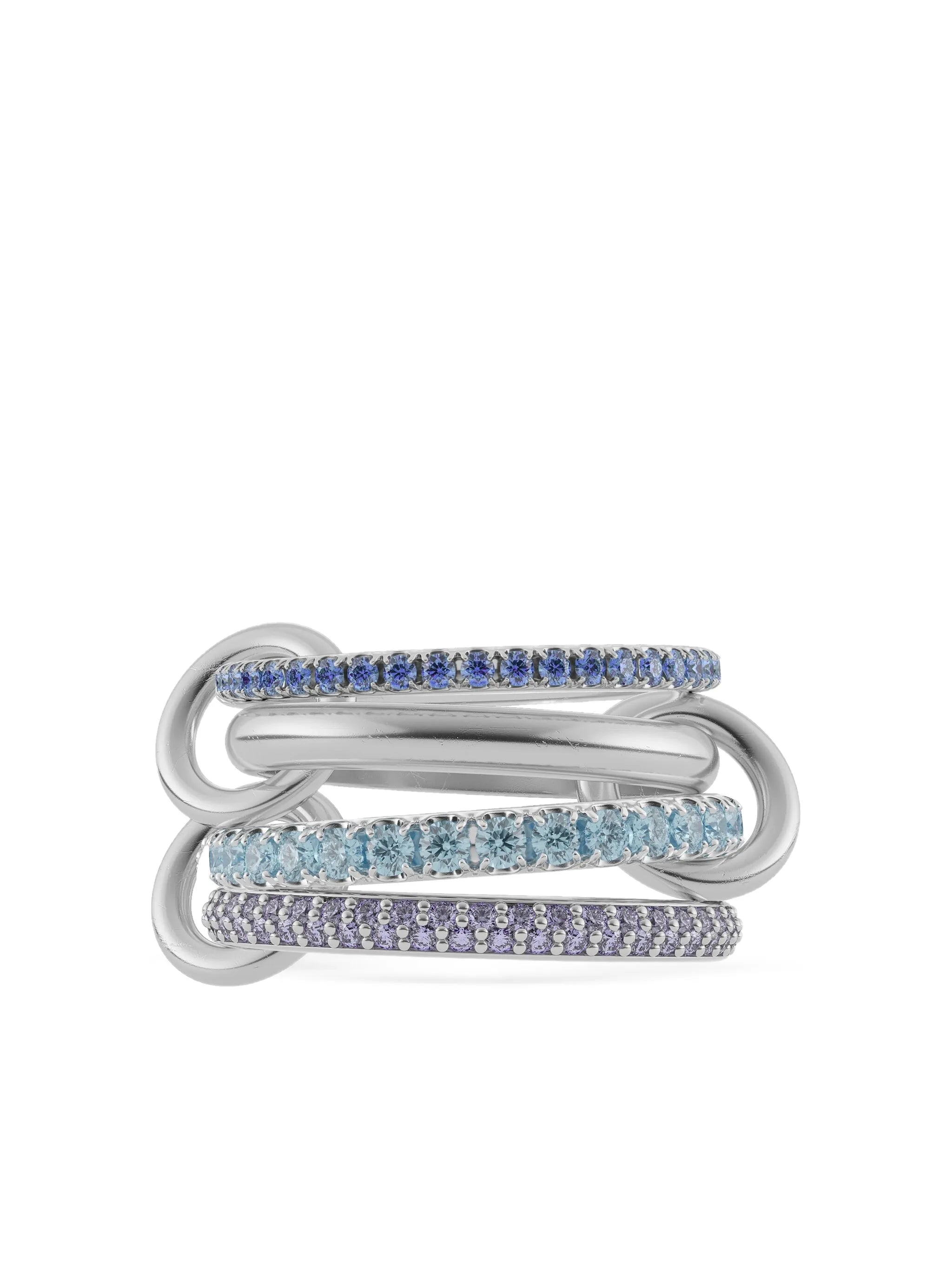 sterling-silver Iris sapphire, tanzanite and aquamarine ring