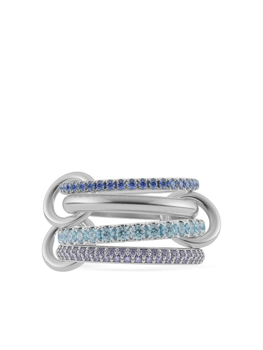 sterling-silver Iris sapphire, tanzanite and aquamarine ring