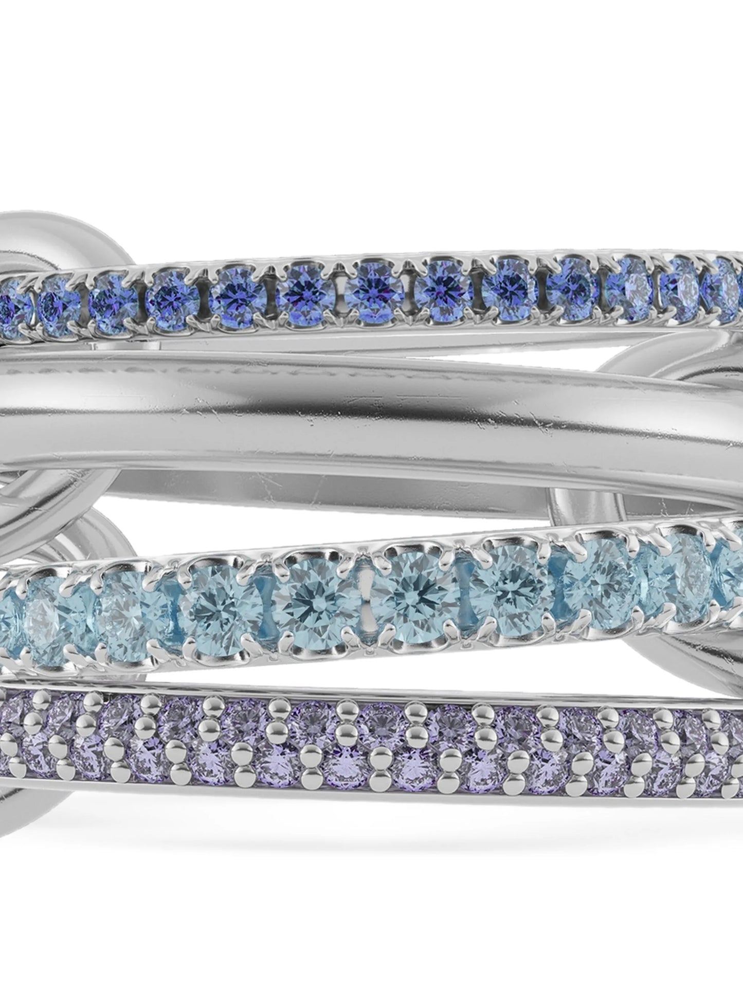 sterling-silver Iris sapphire, tanzanite and aquamarine ring