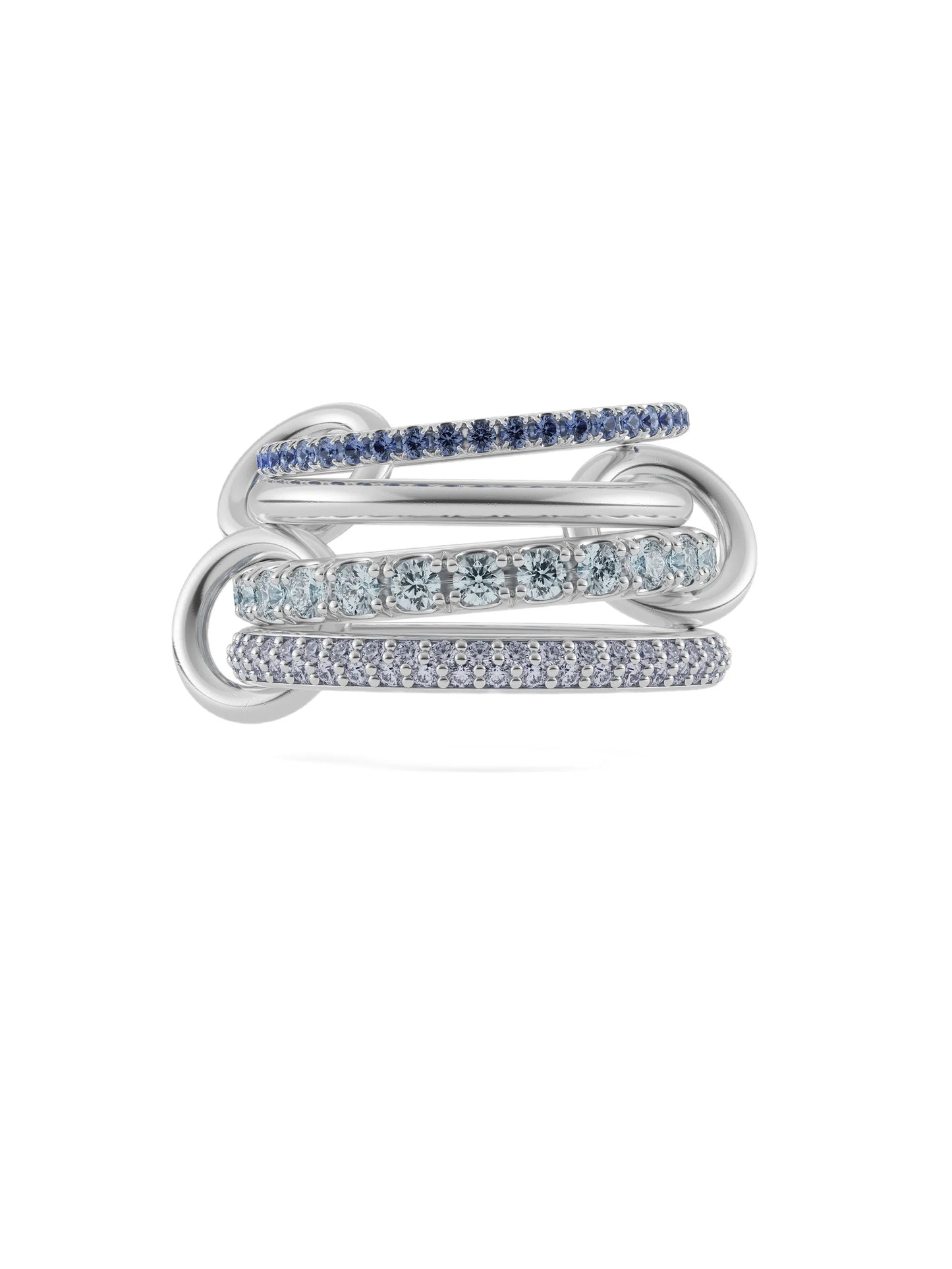 sterling-silver Iris sapphire, tanzanite and aquamarine ring