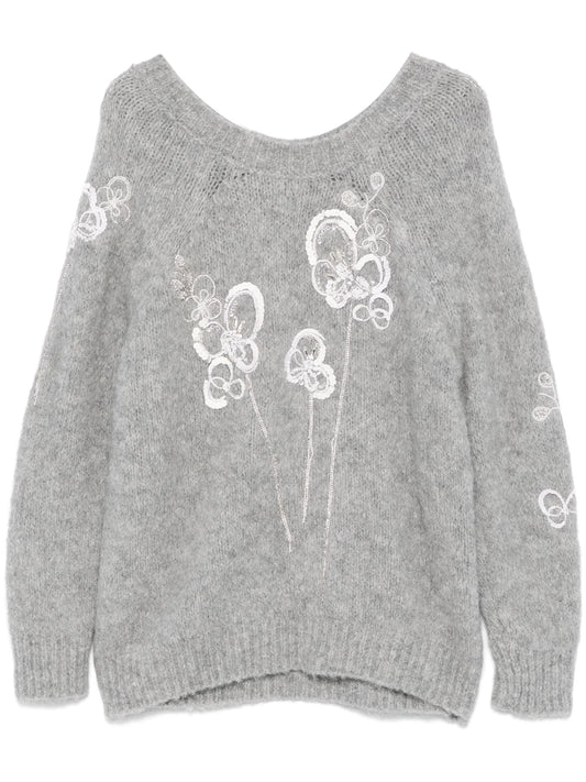 floral-motif sweater