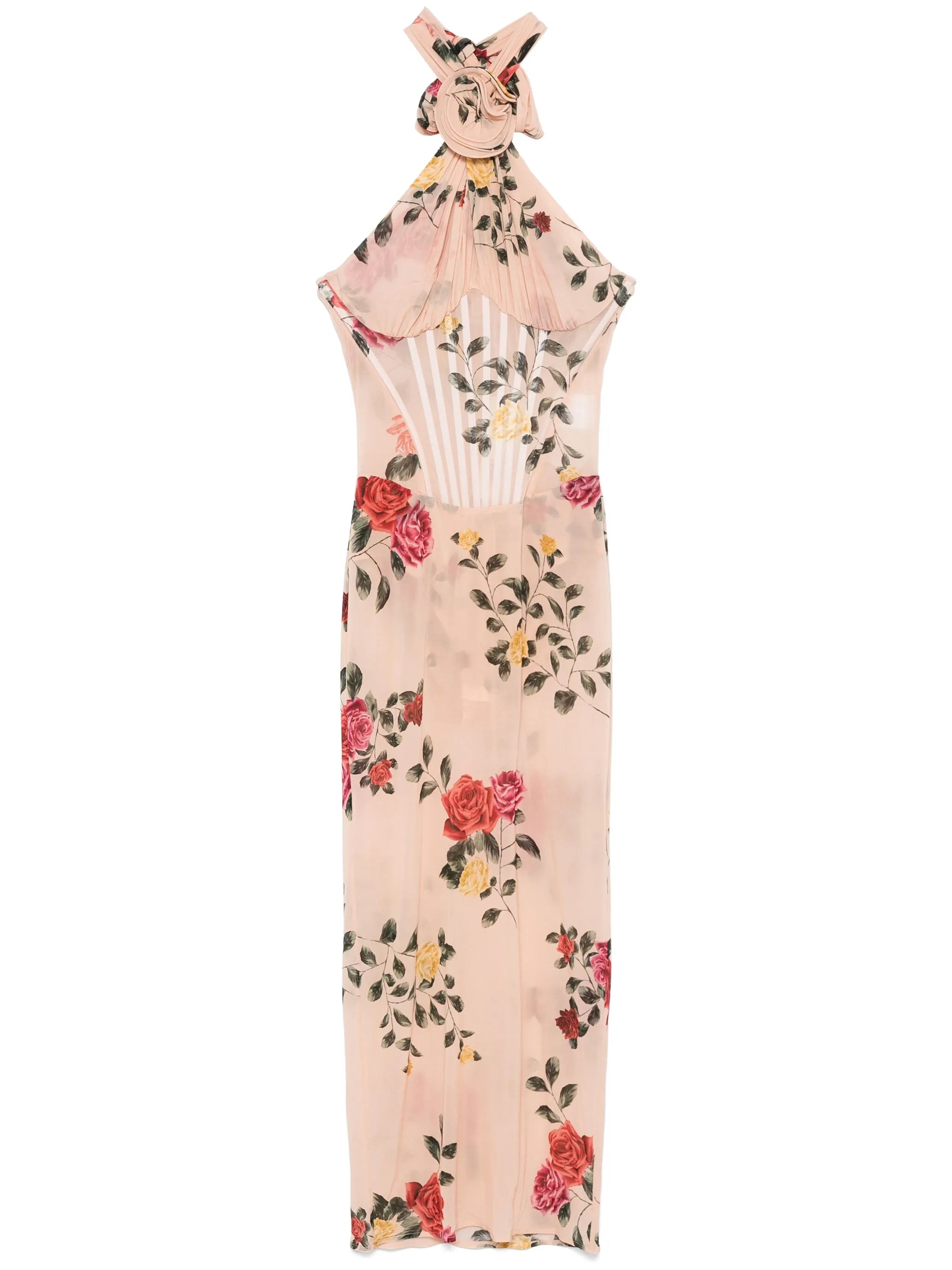rose-print midi dress