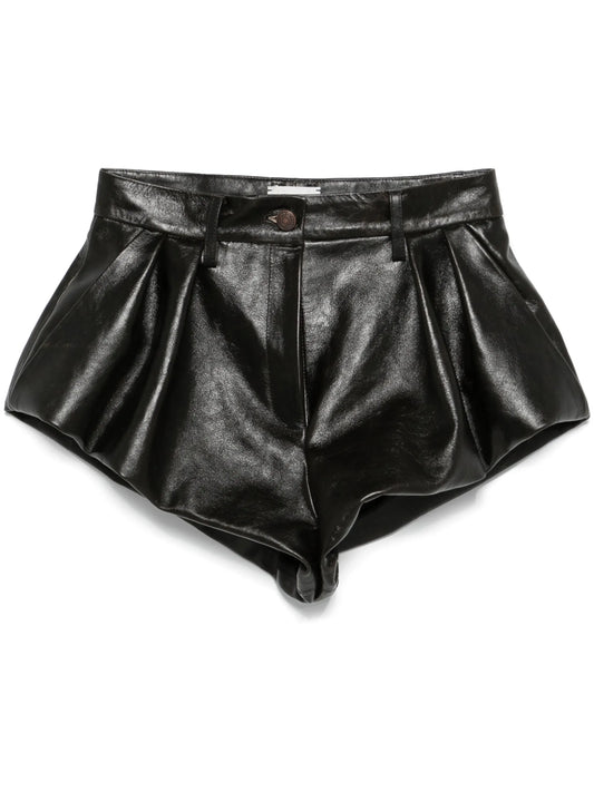 flared leather shorts