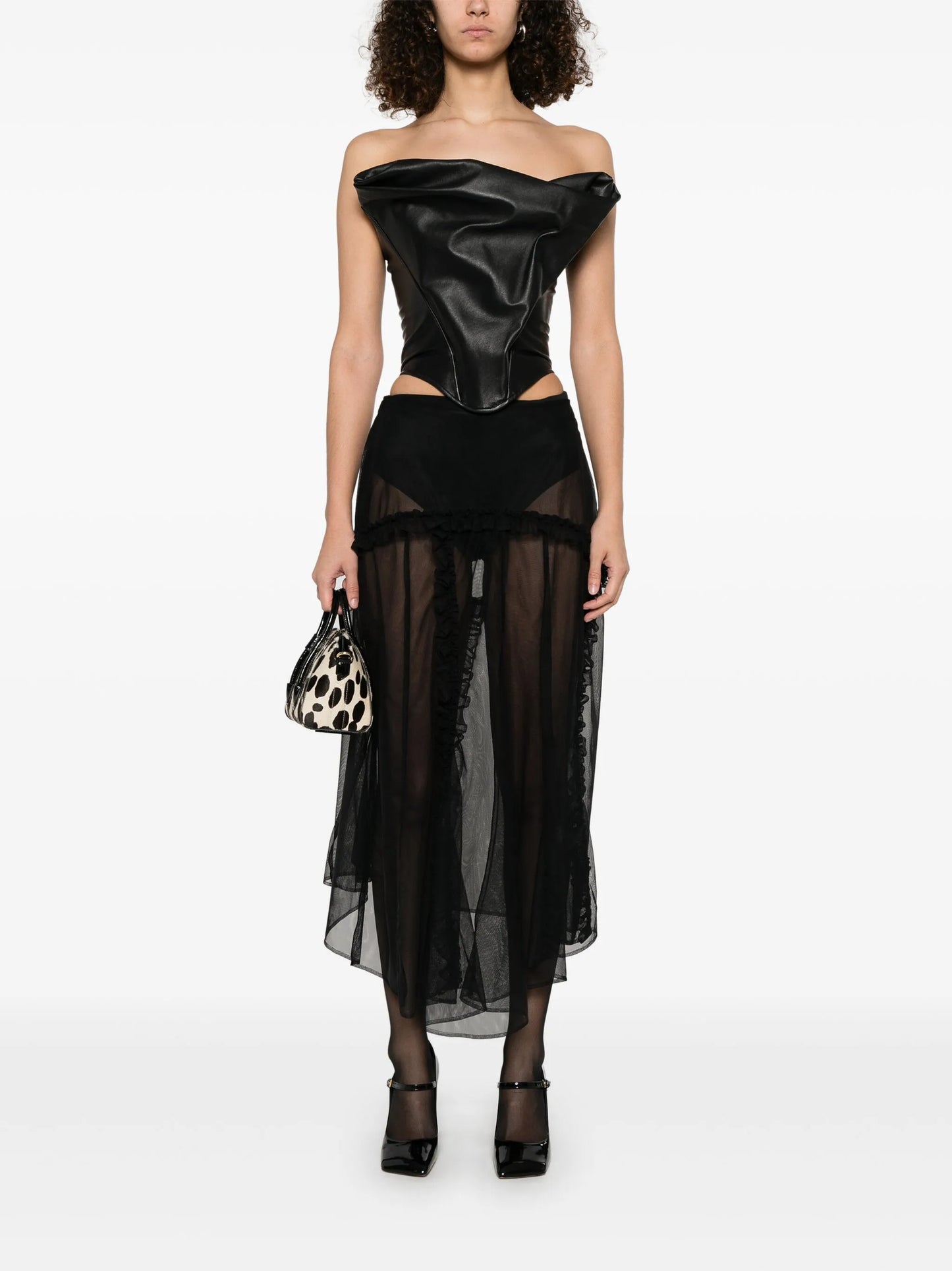 draped leather corset