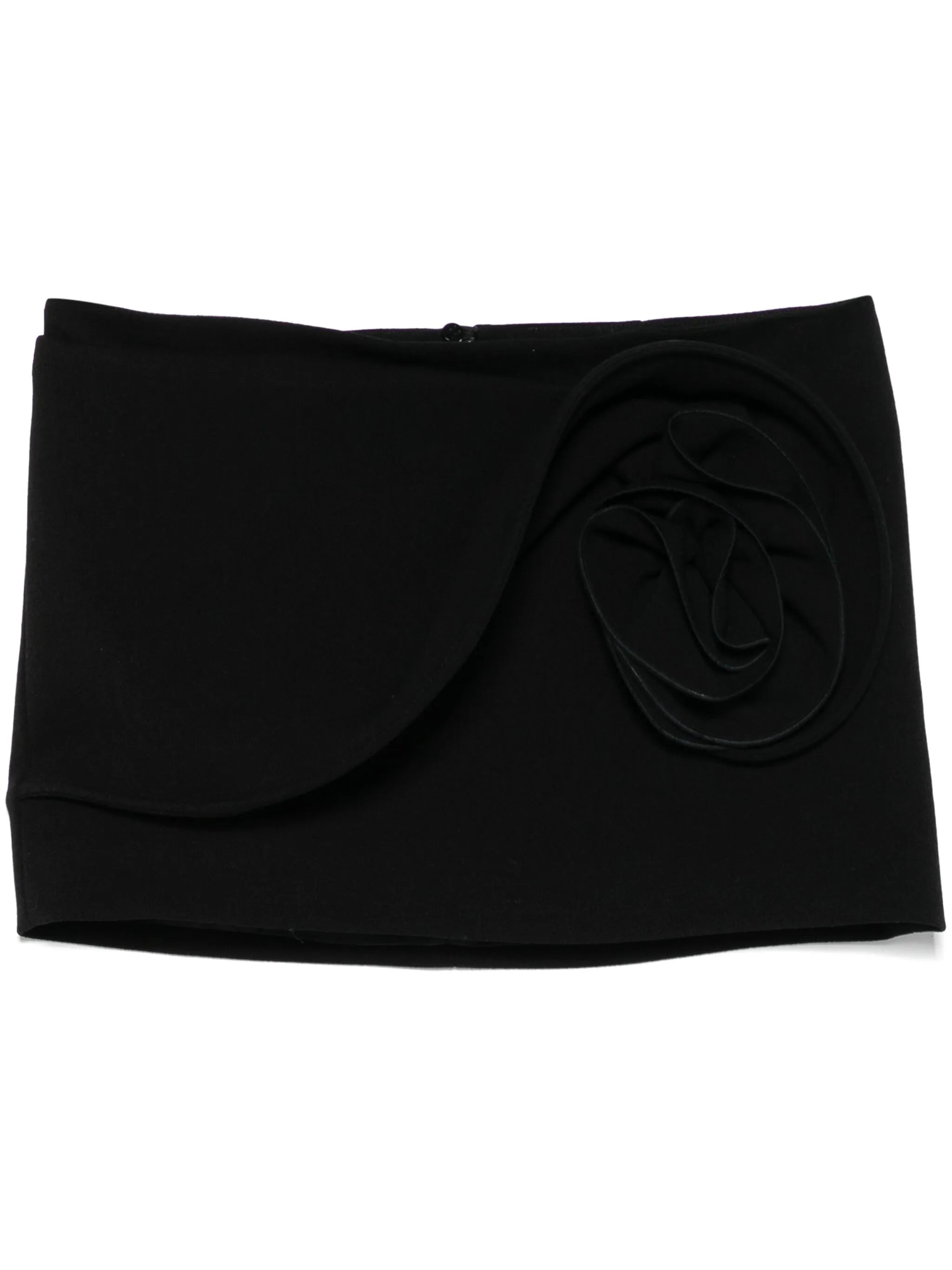 rose-appliqué mini skirt