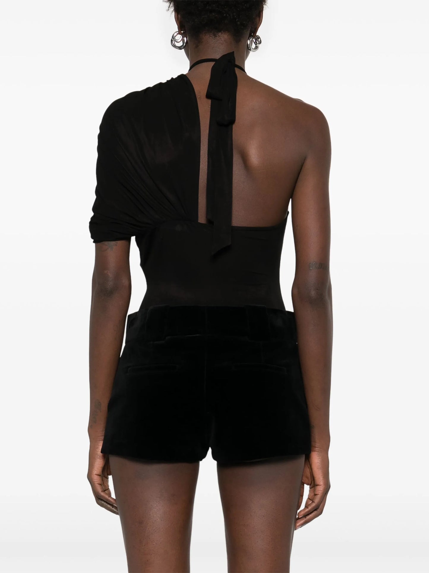 cape-effect halterneck bodysuit