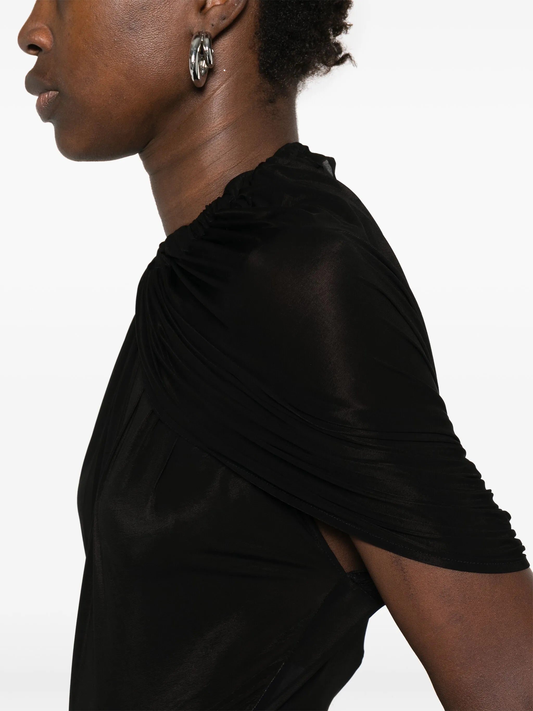 cape-effect halterneck bodysuit