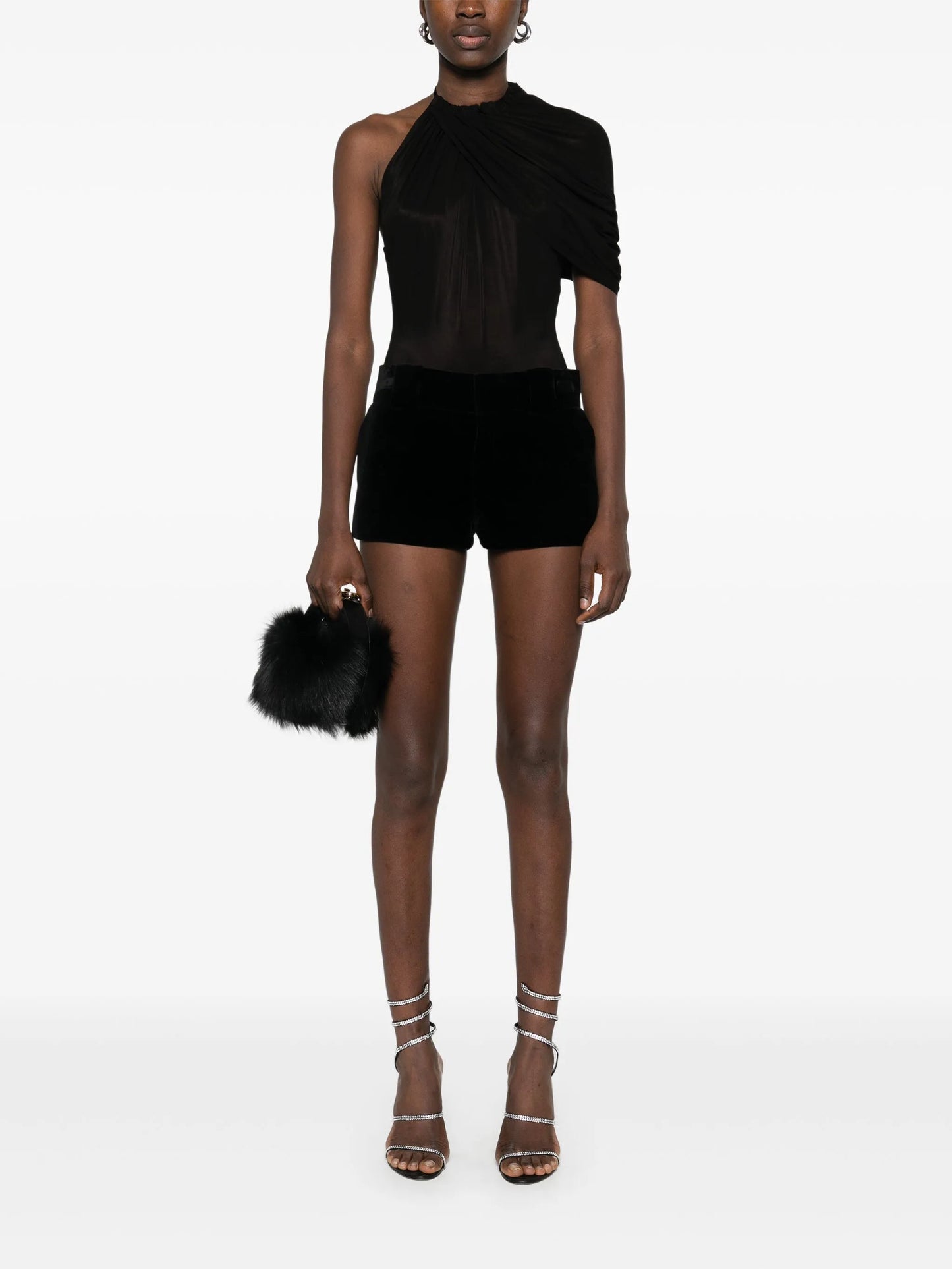cape-effect halterneck bodysuit