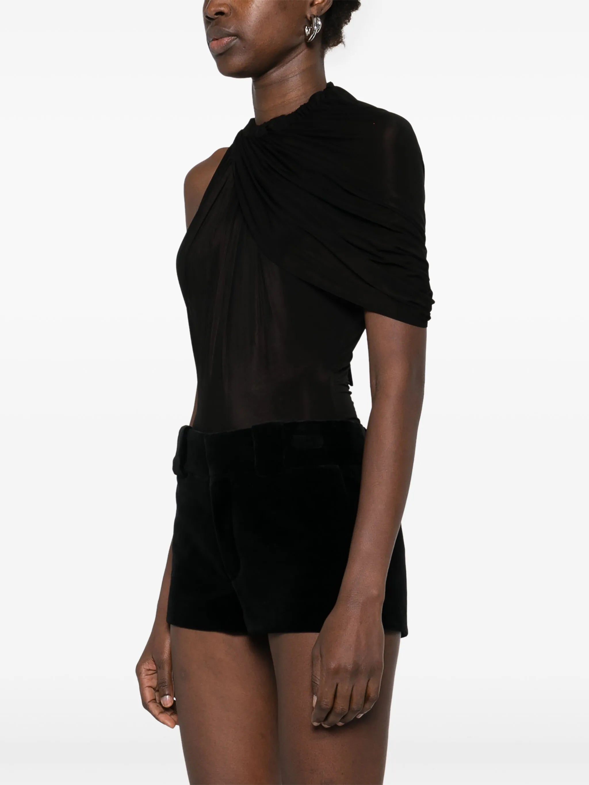 cape-effect halterneck bodysuit