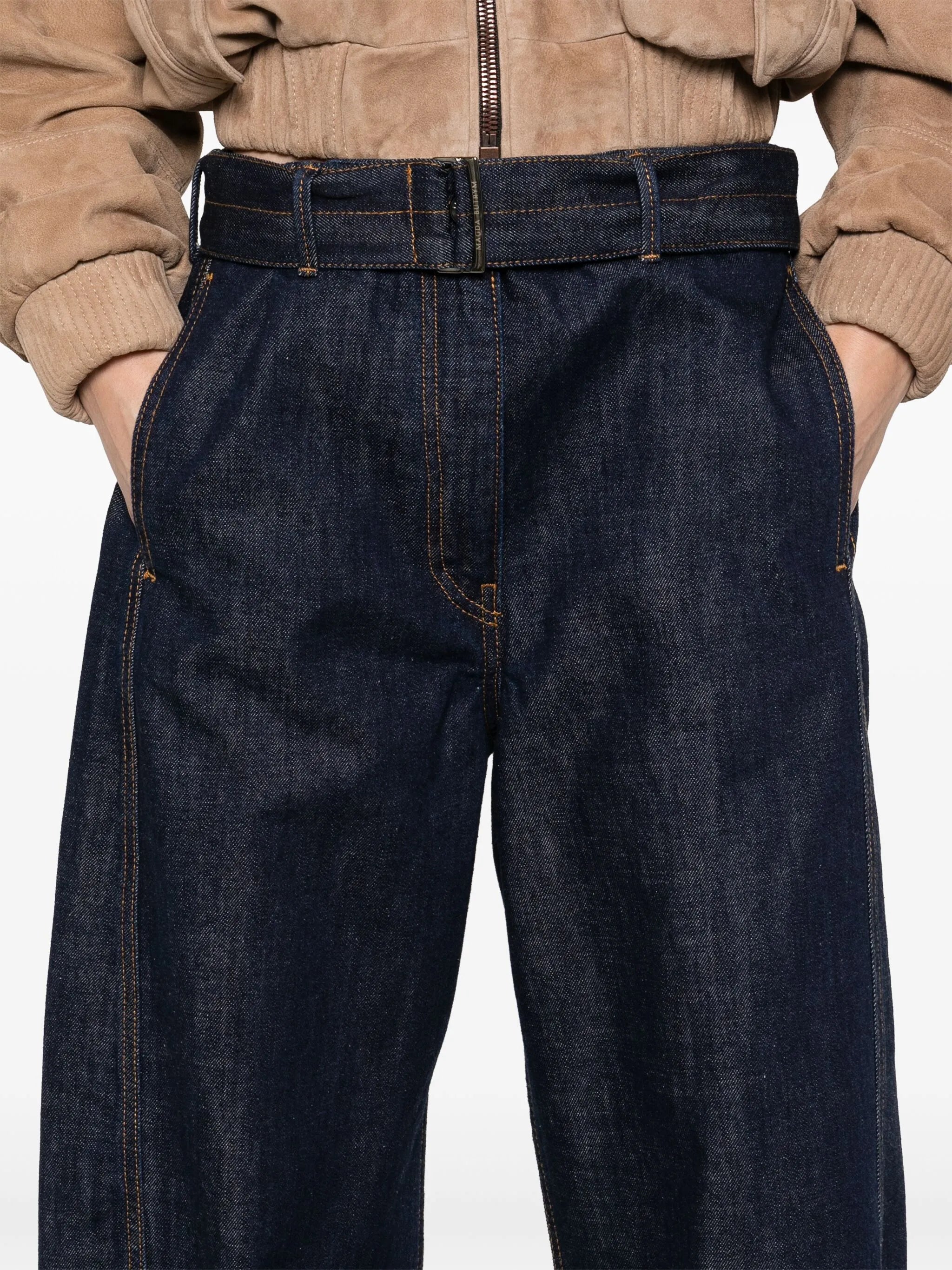 belted wide-leg jeans