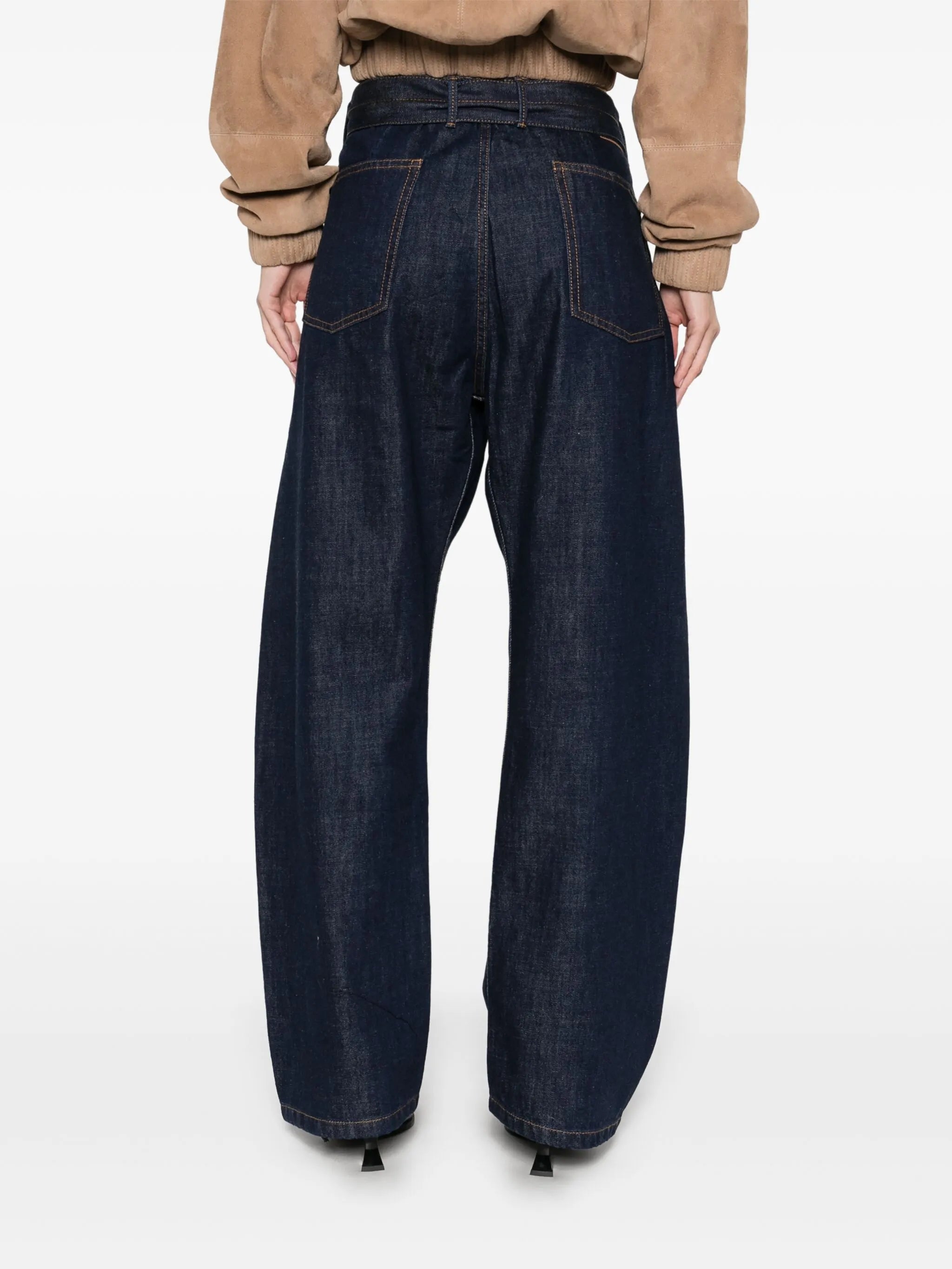 belted wide-leg jeans