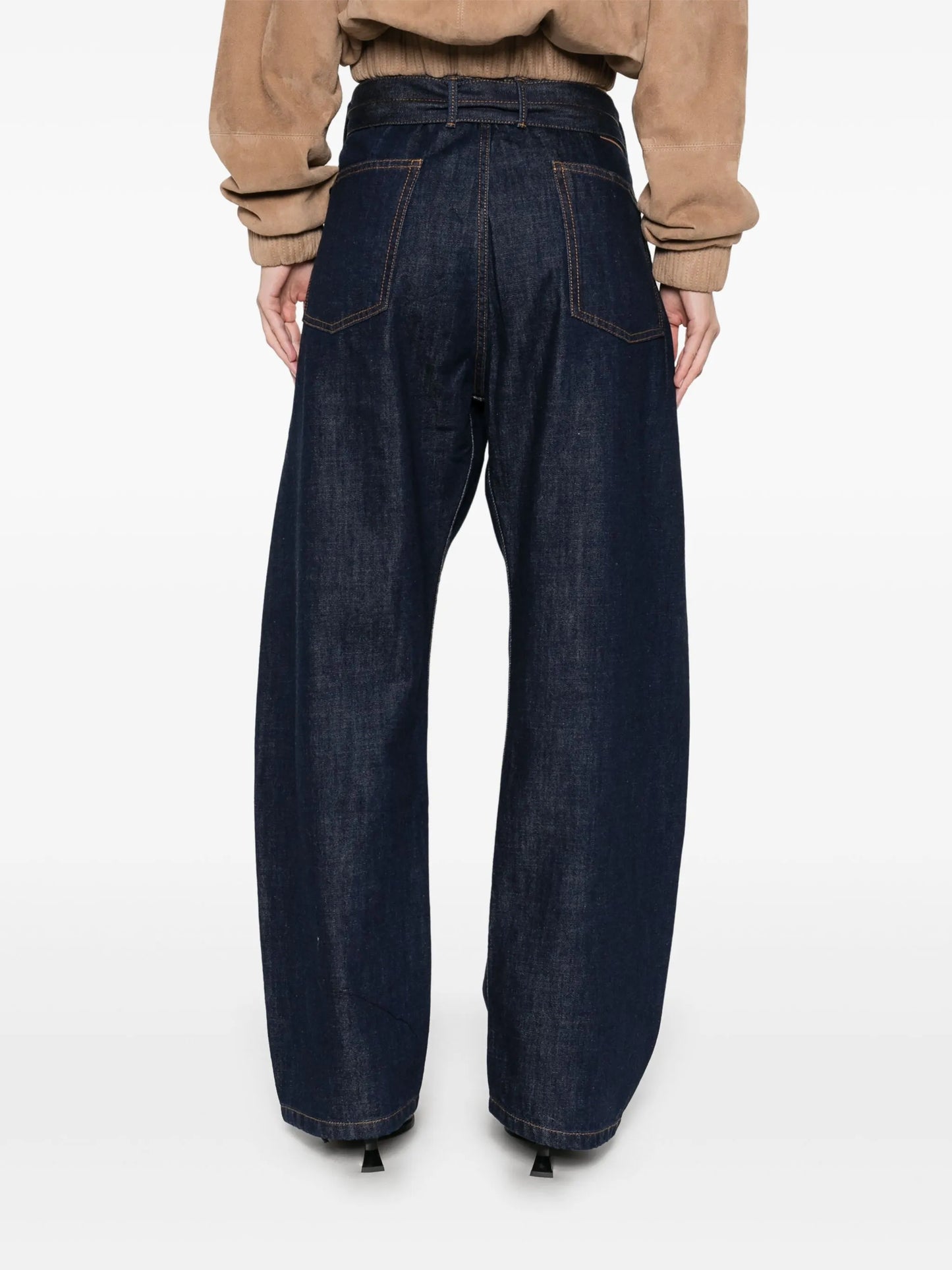 belted wide-leg jeans