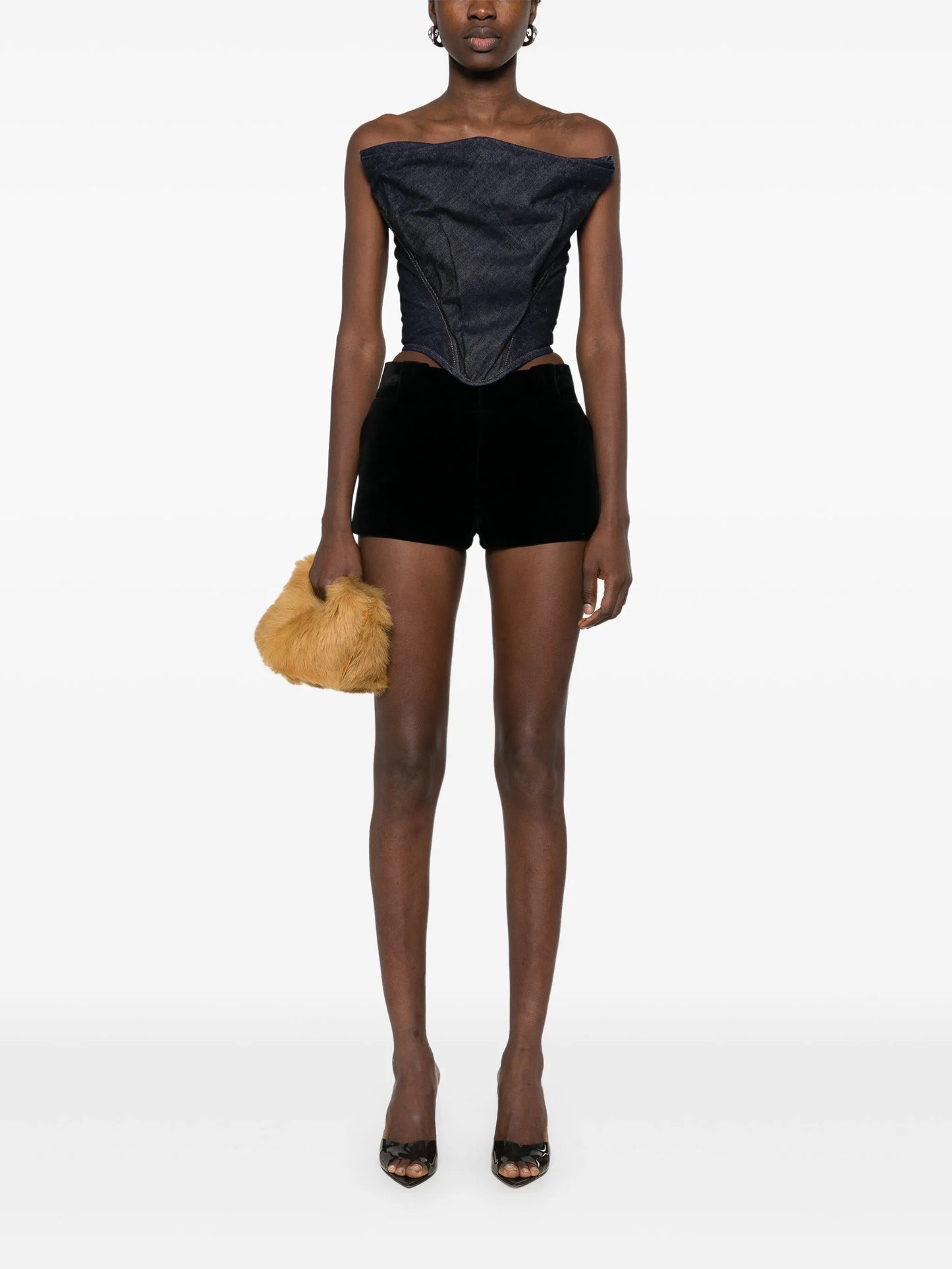 draped strapless corset top