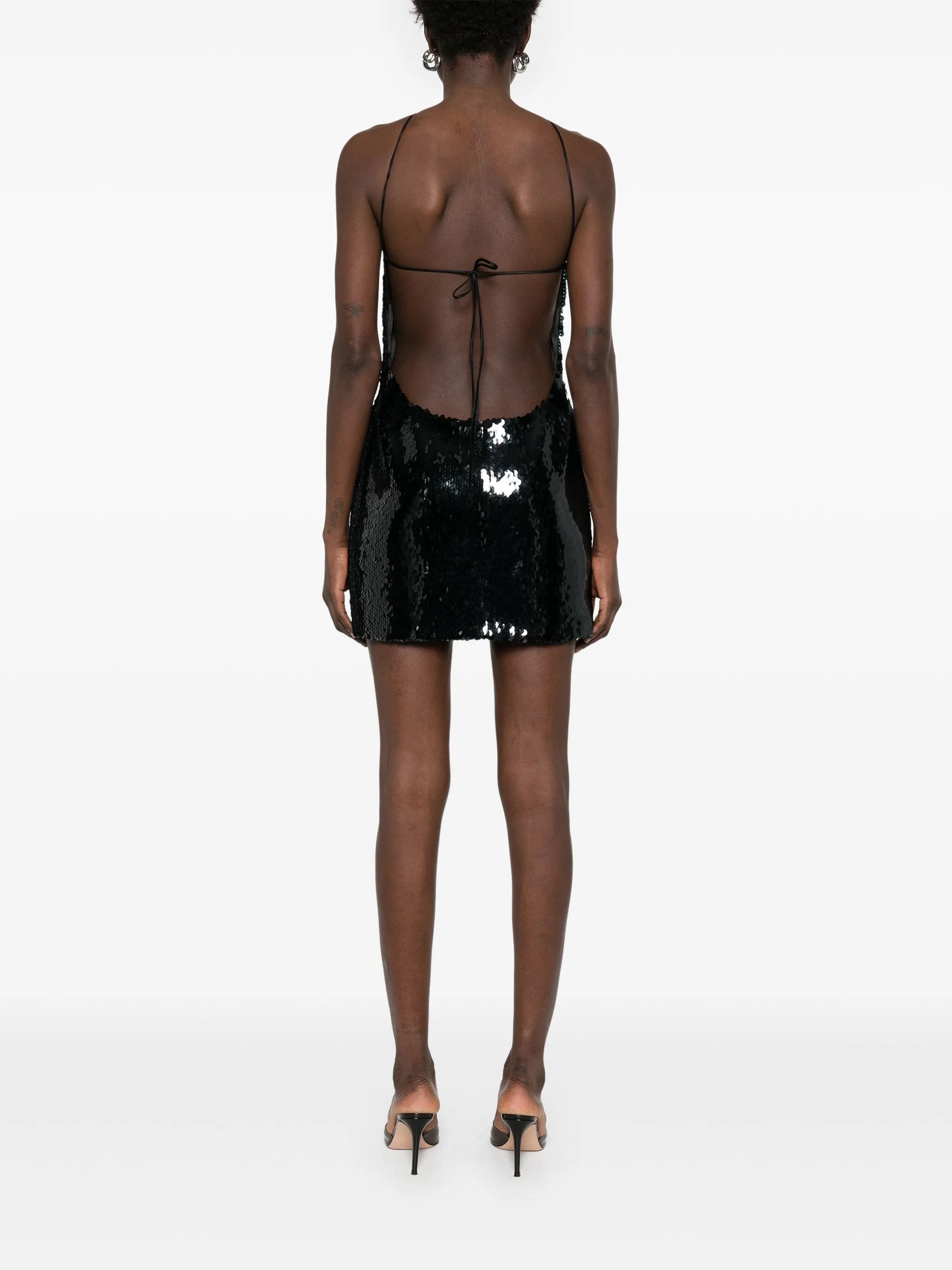 choker sequinned mini dress