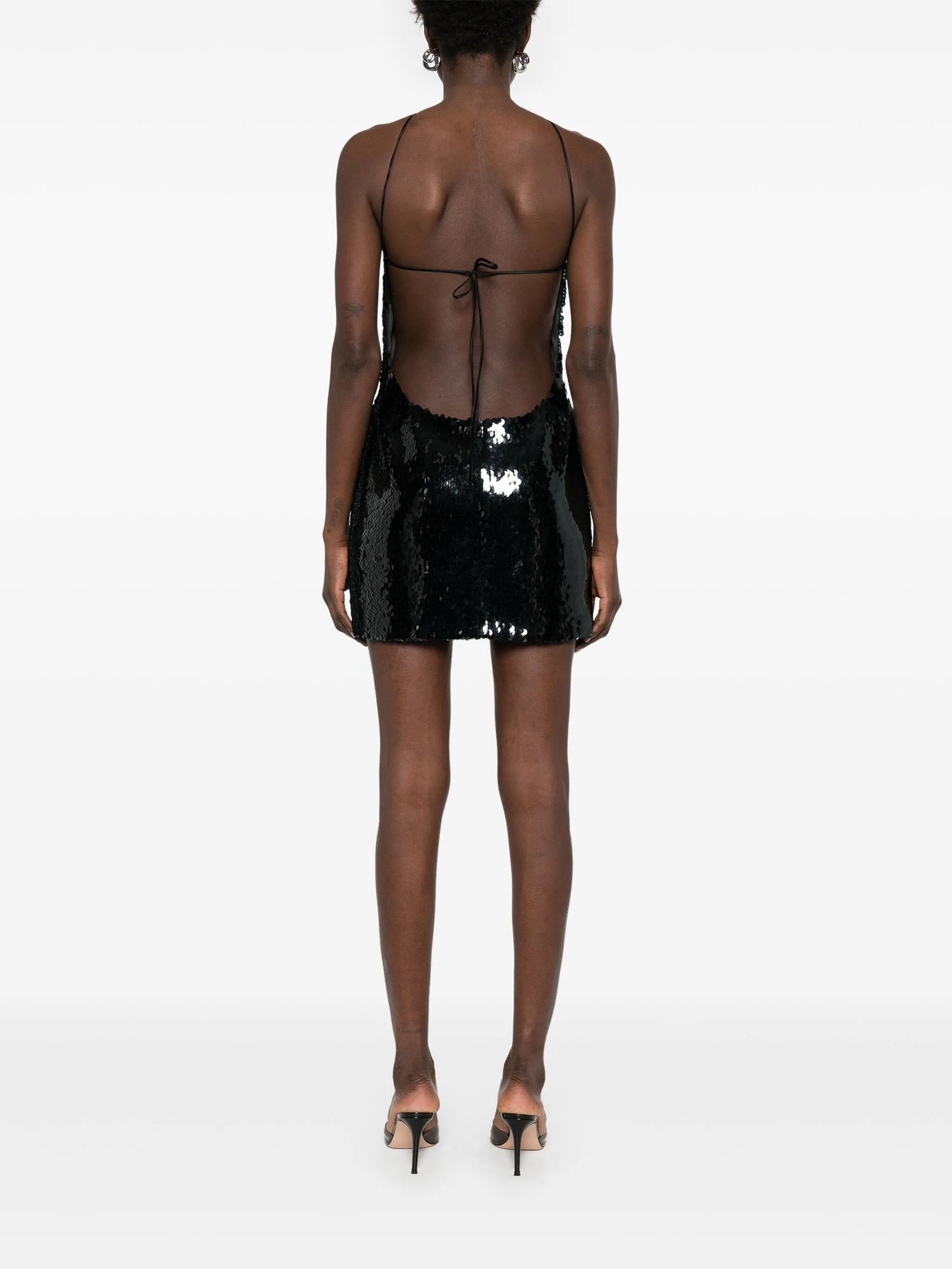 choker sequinned mini dress