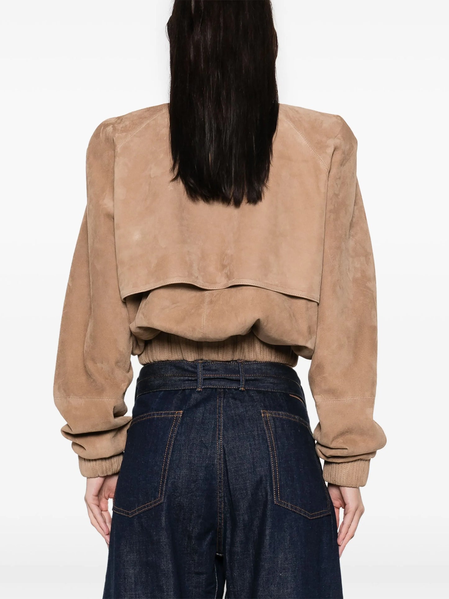 cropped leather bomber jacket